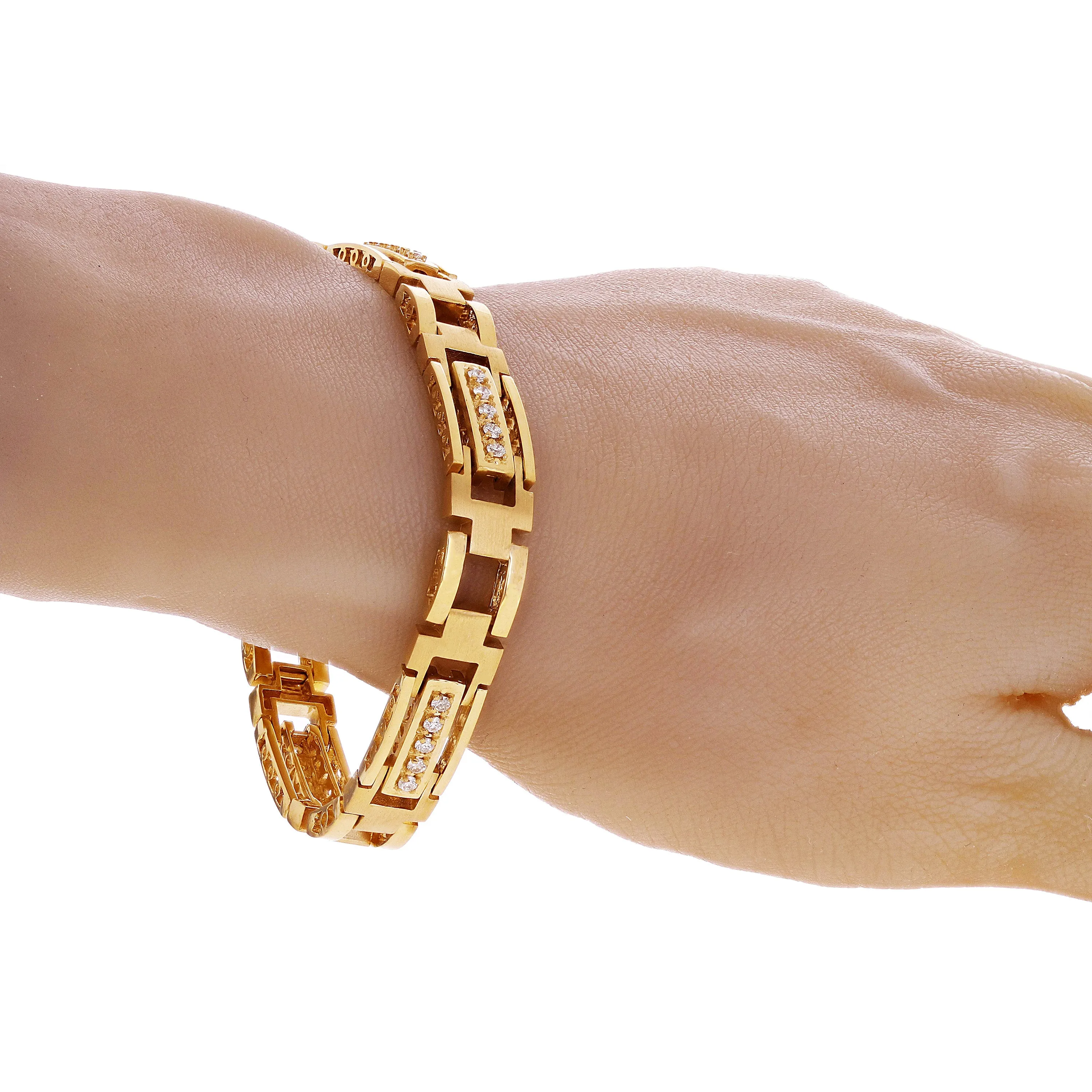 Men's 14k White Gold Diamond Watch Link Bracelet