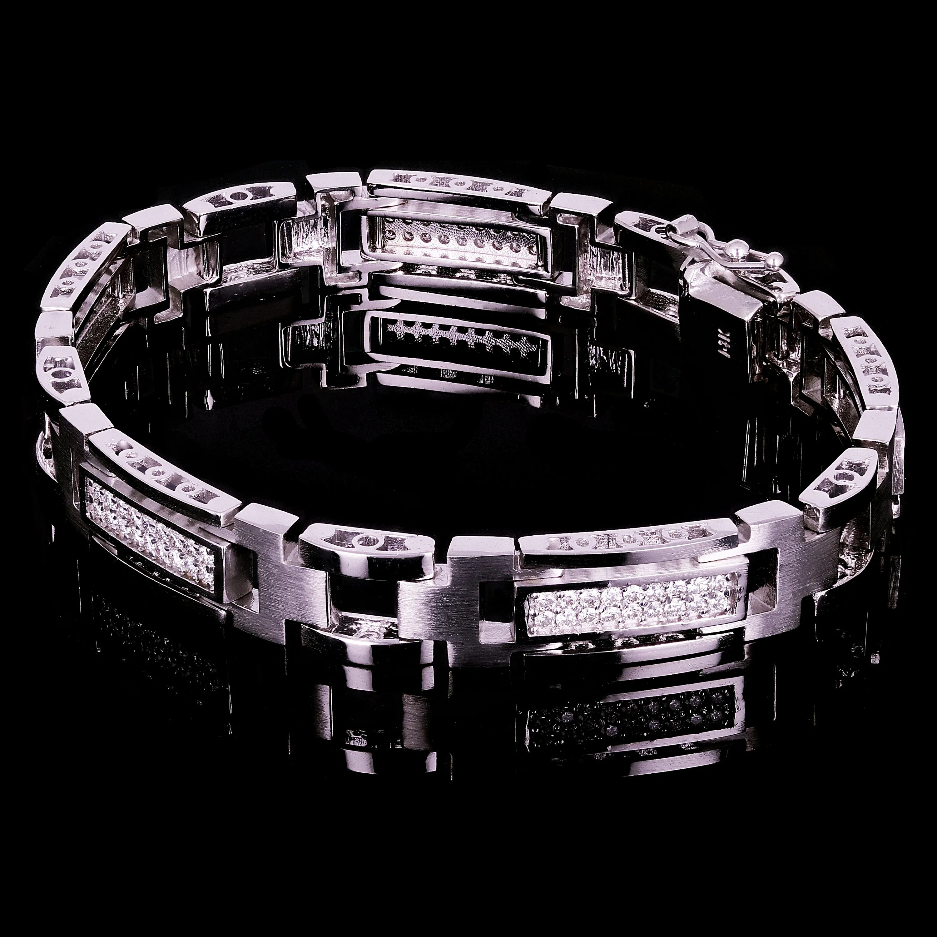 Men's 14k White Gold Diamond Watch Link Bracelet
