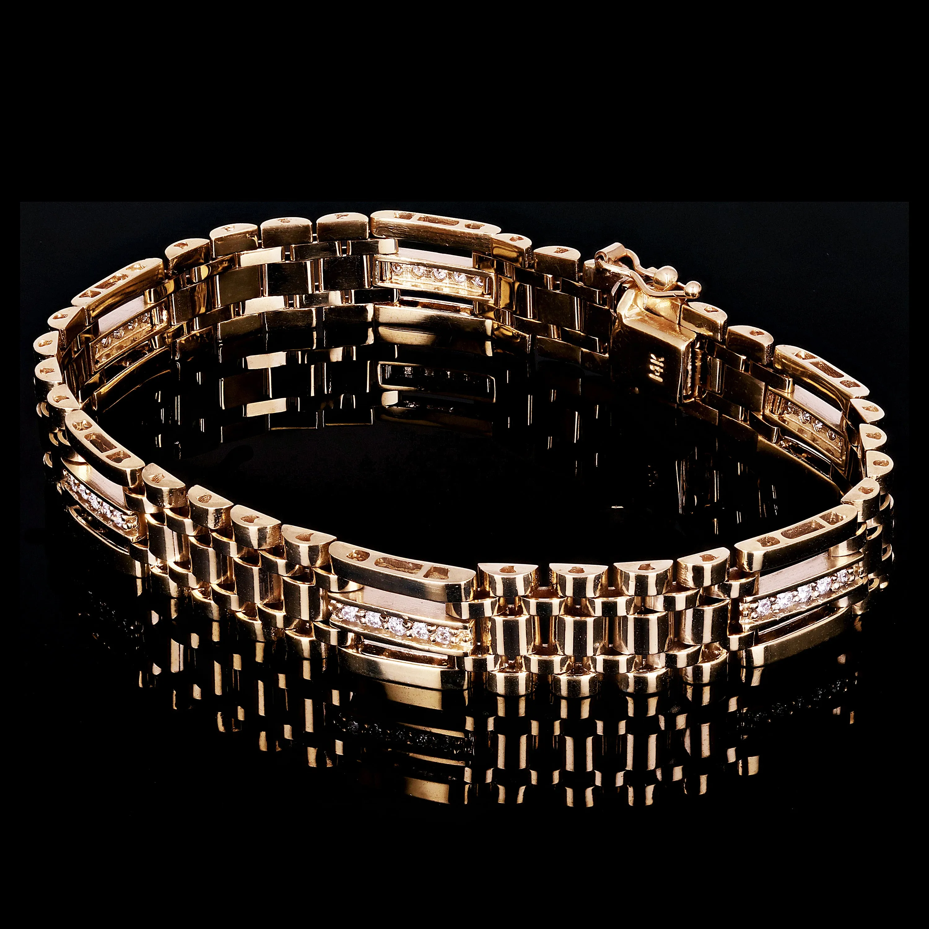 Men's 14k White Gold Diamond Watch Link Bracelet