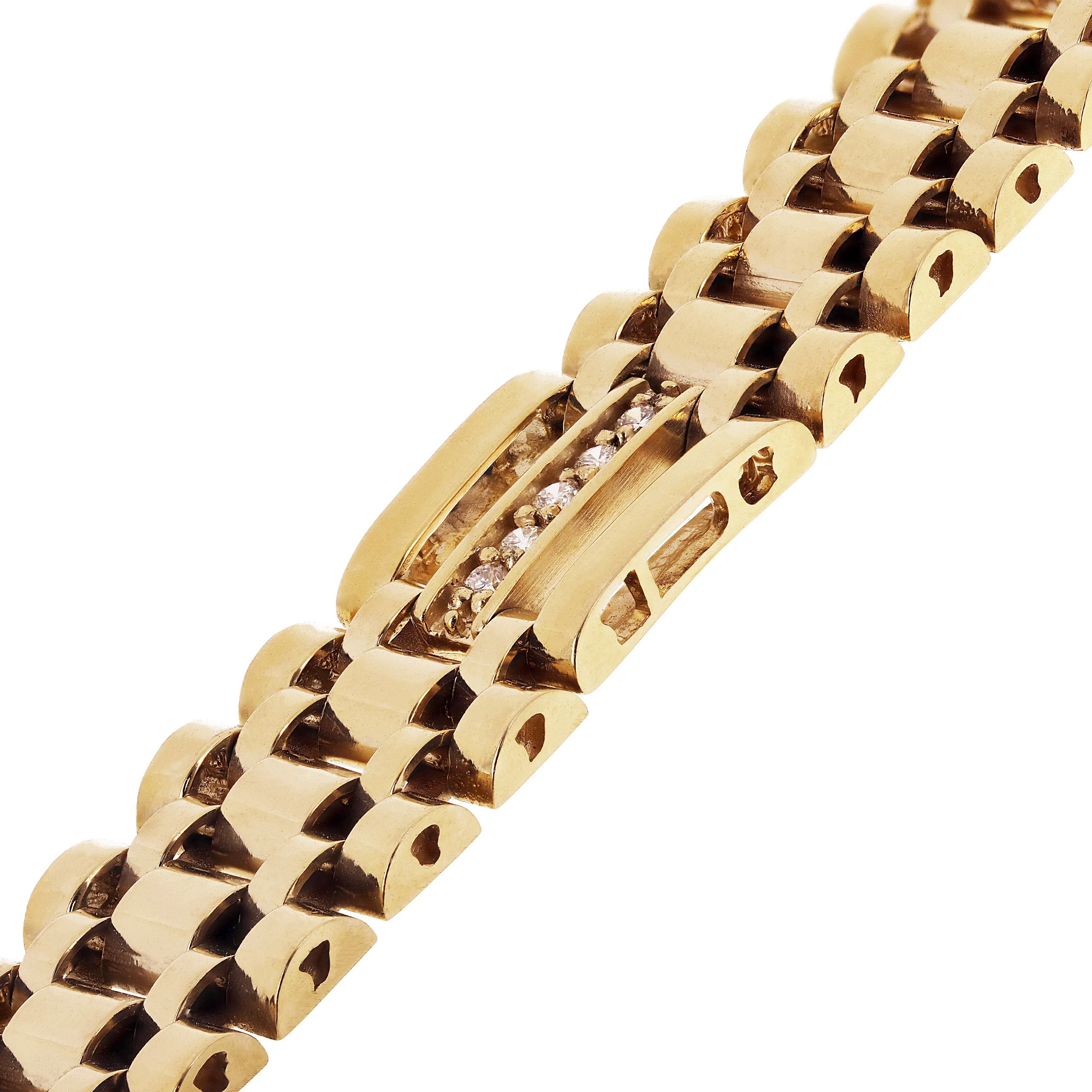 Men's 14k White Gold Diamond Watch Link Bracelet