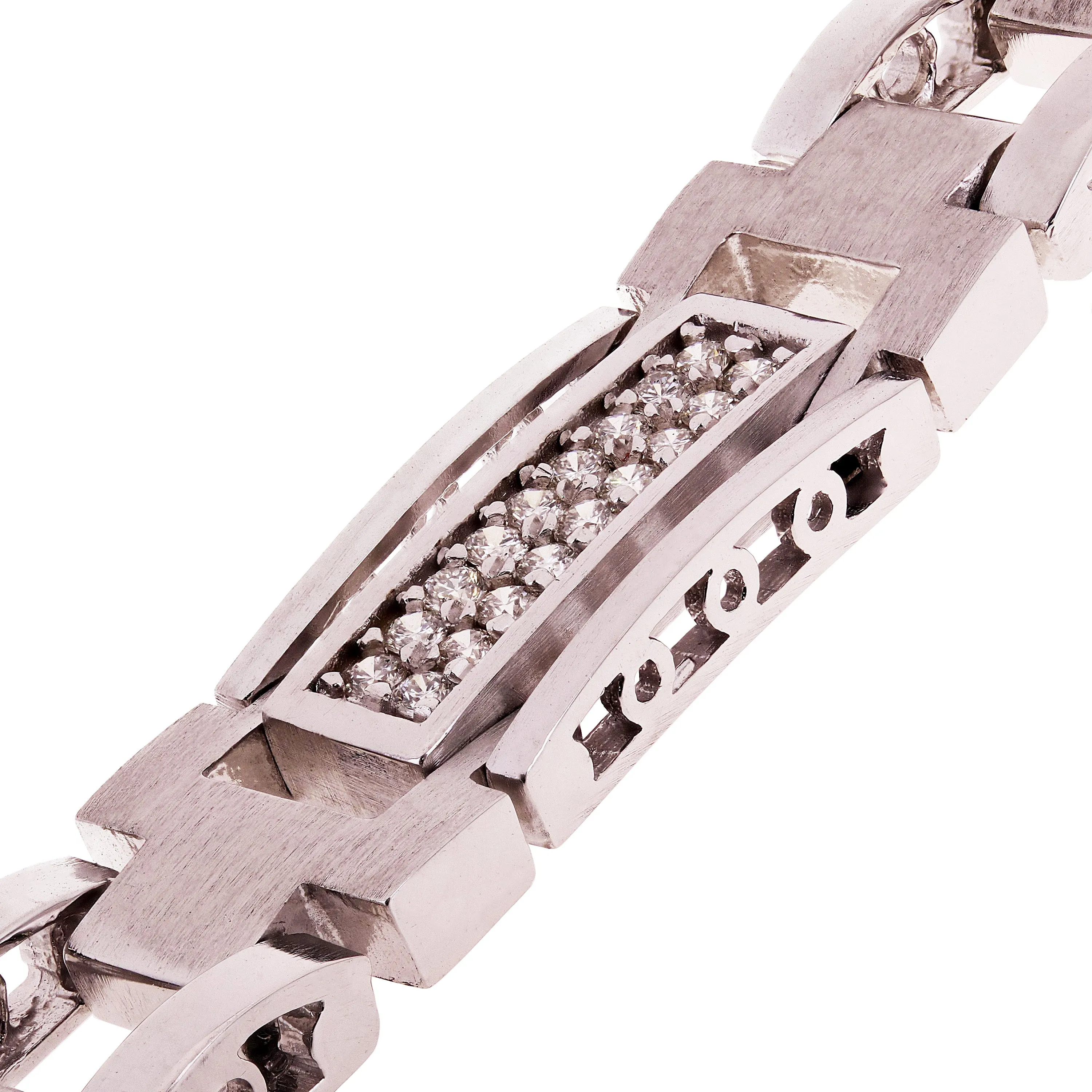 Men's 14k White Gold Diamond Watch Link Bracelet
