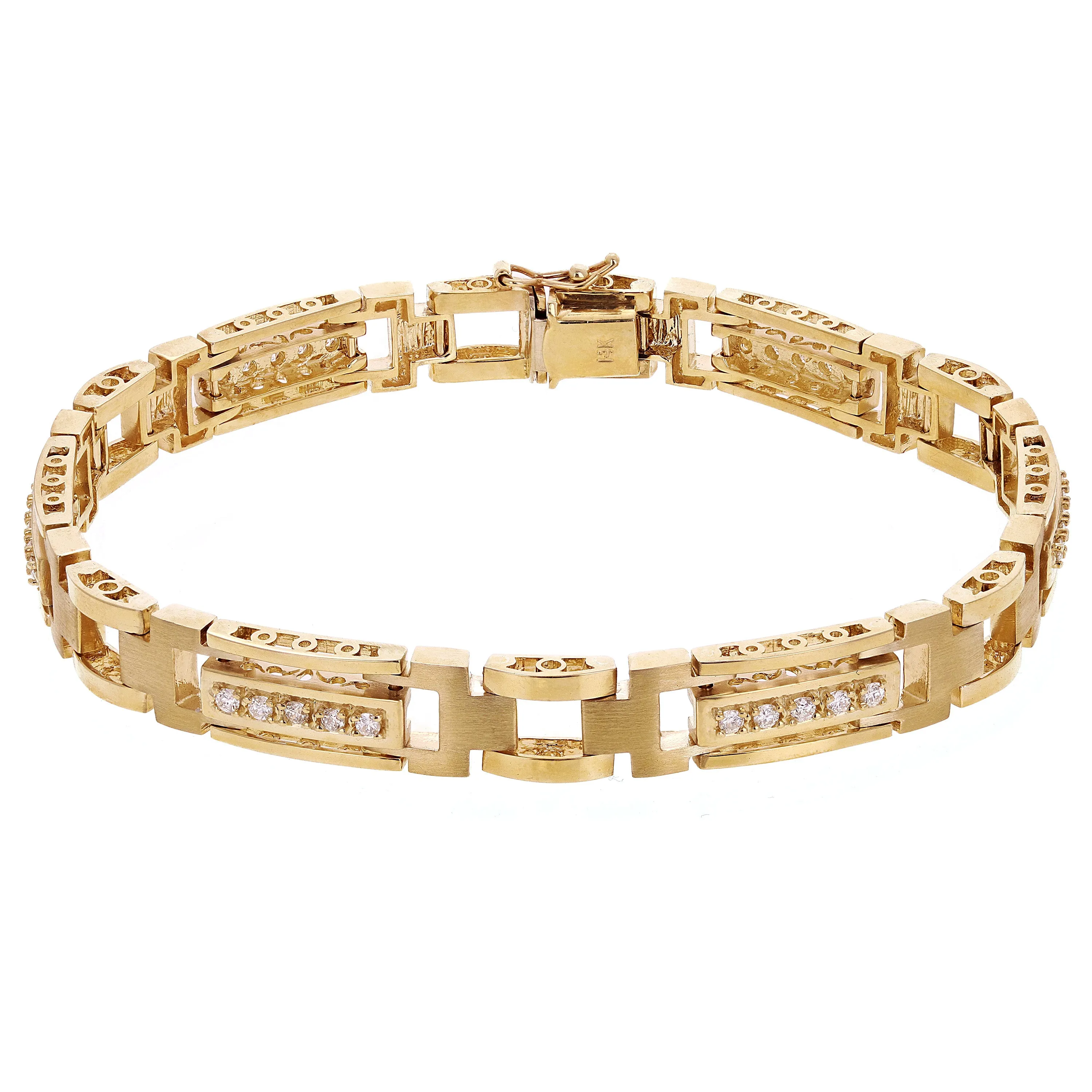 Men's 14k White Gold Diamond Watch Link Bracelet