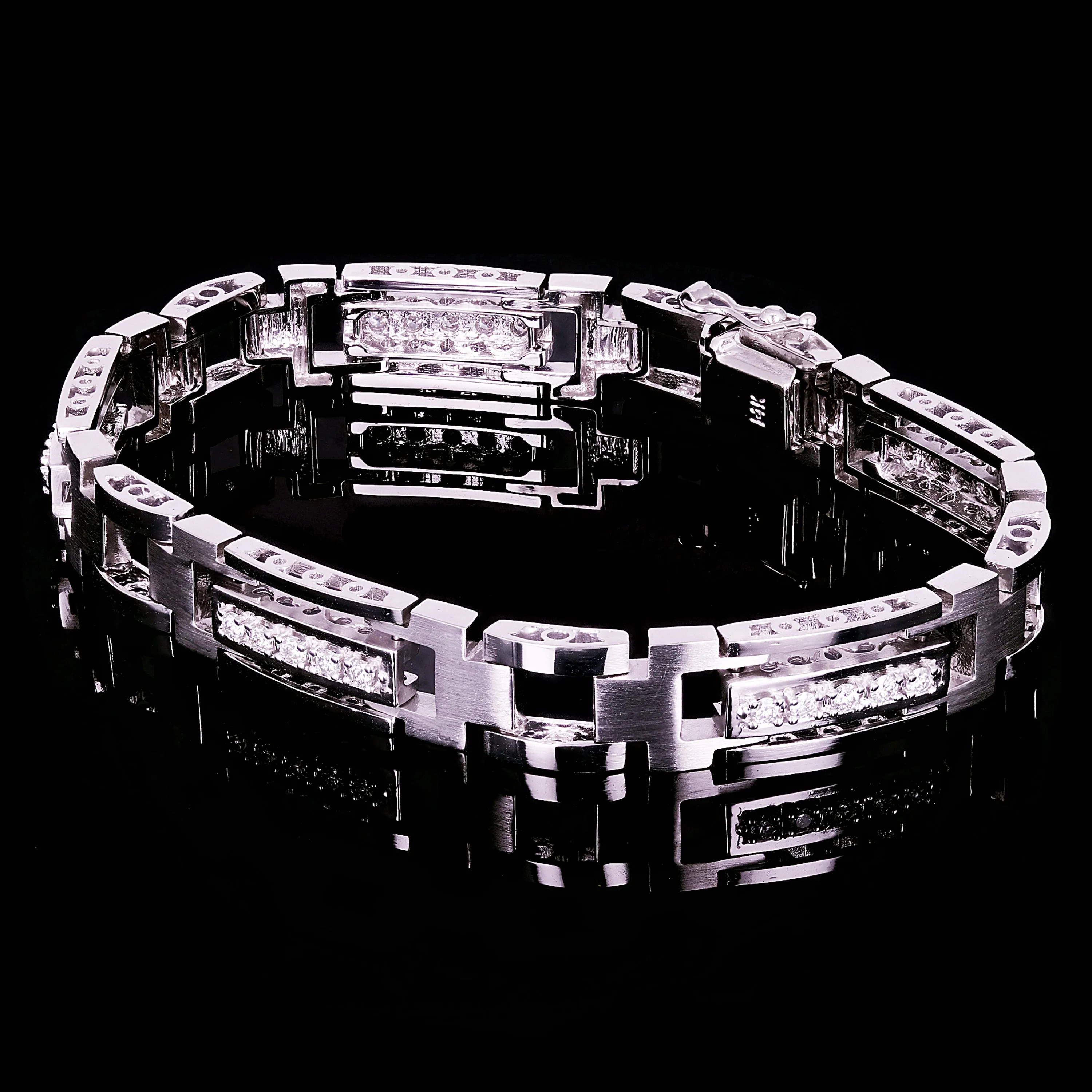 Men's 14k White Gold Diamond Watch Link Bracelet