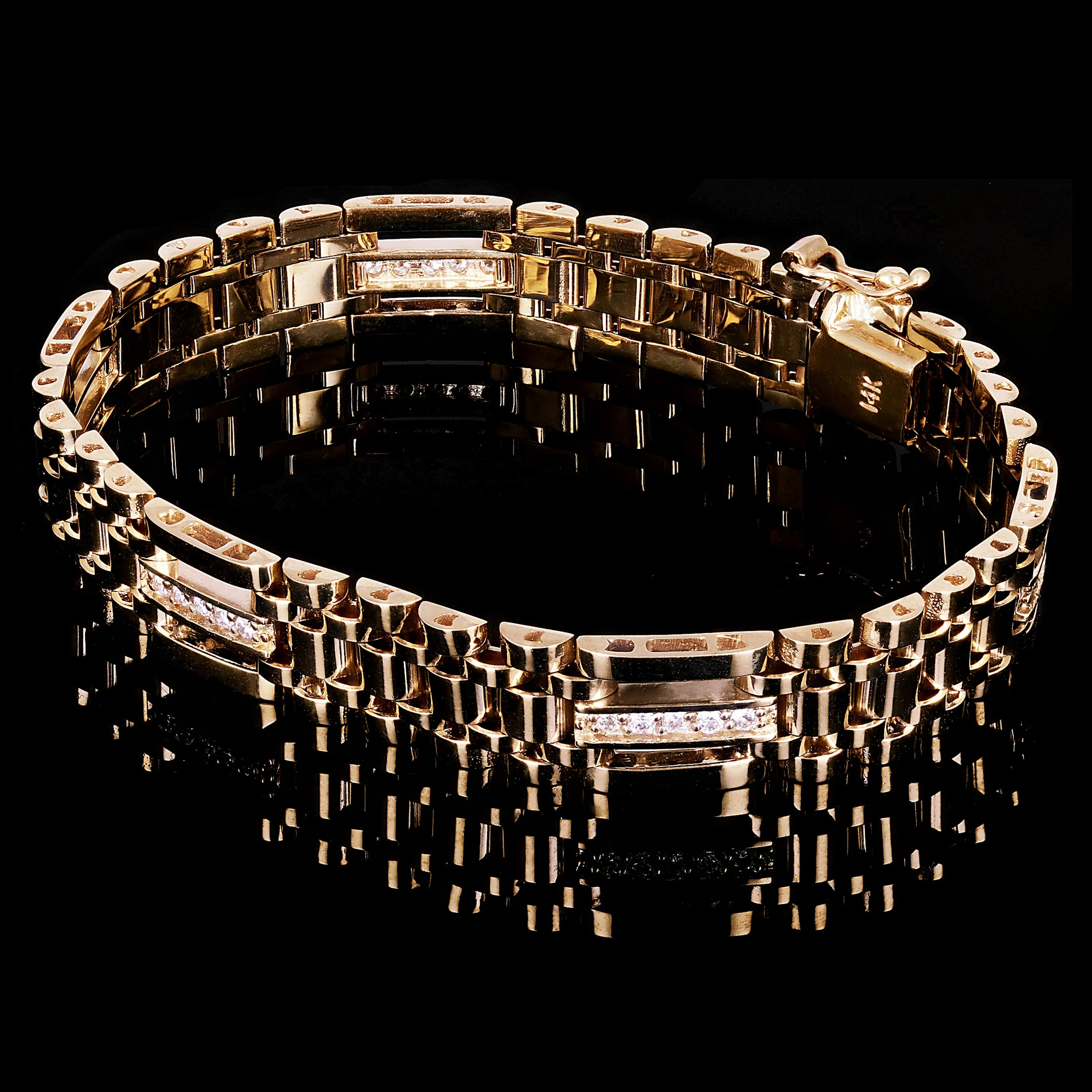 Men's 14k White Gold Diamond Watch Link Bracelet