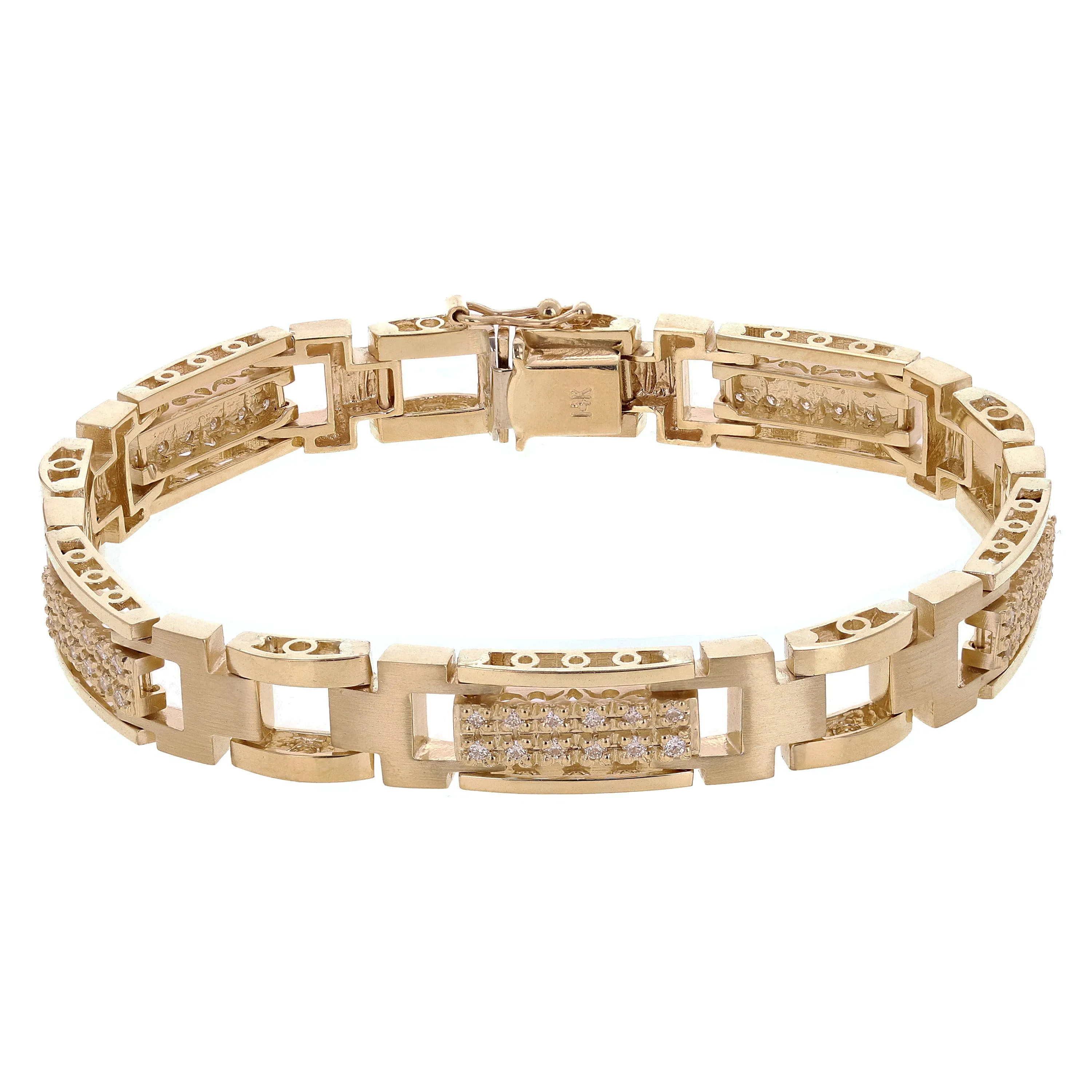 Men's 14k White Gold Diamond Watch Link Bracelet