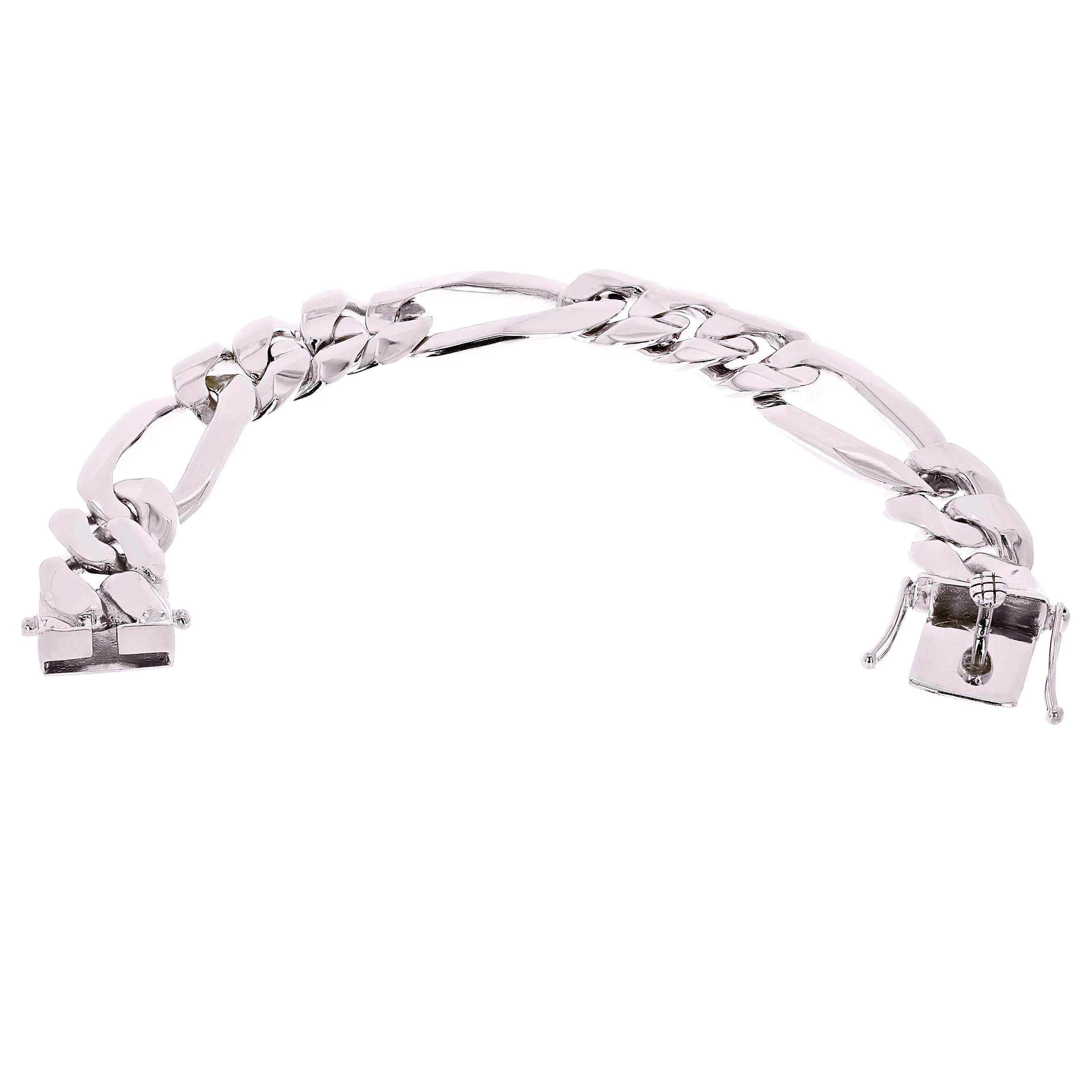 Men's 14k Yellow or White Gold Solid Heavy Link Figaro Chain Bracelet 17.5mm Various Lengths