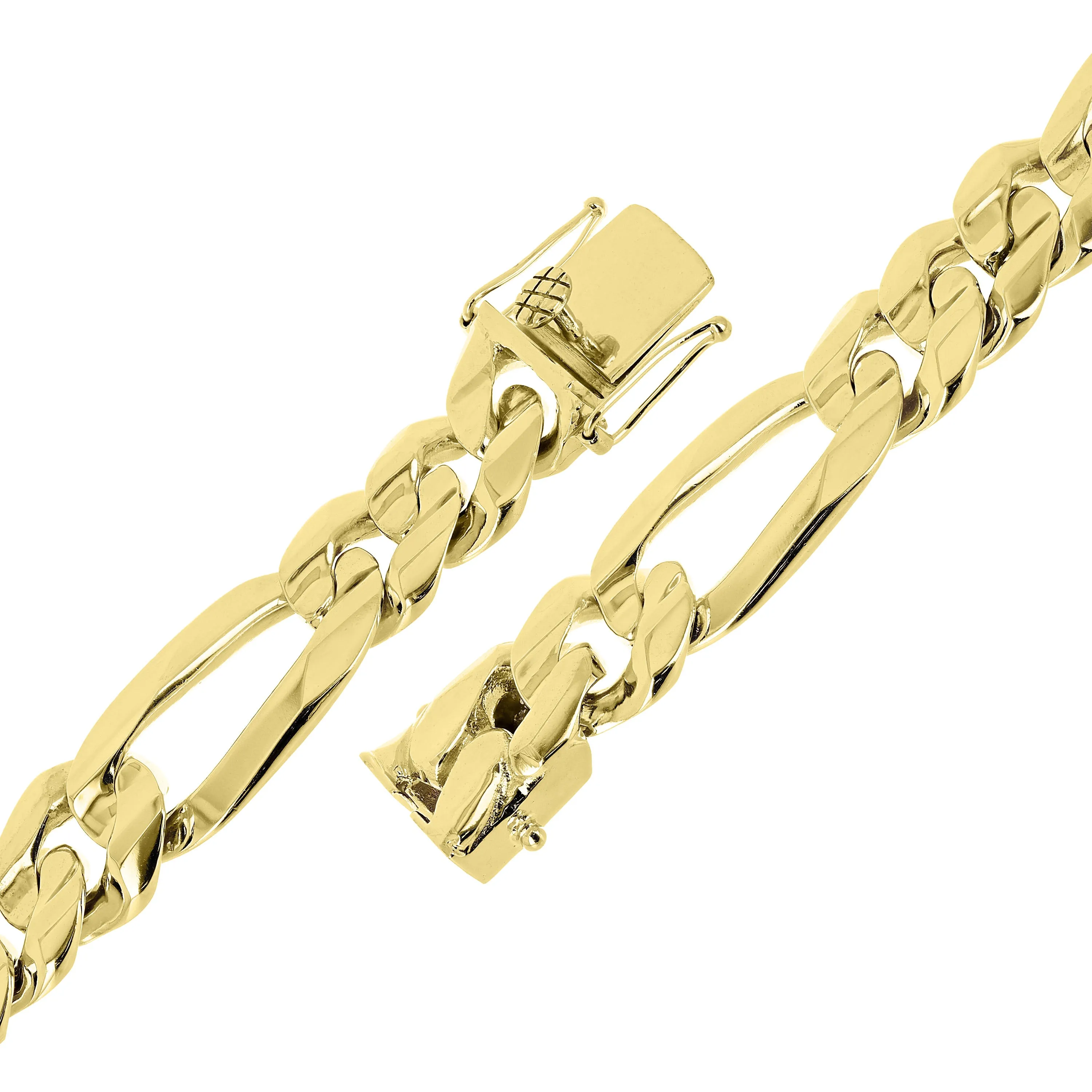 Men's 14k Yellow or White Gold Solid Heavy Link Figaro Chain Bracelet 17.5mm Various Lengths