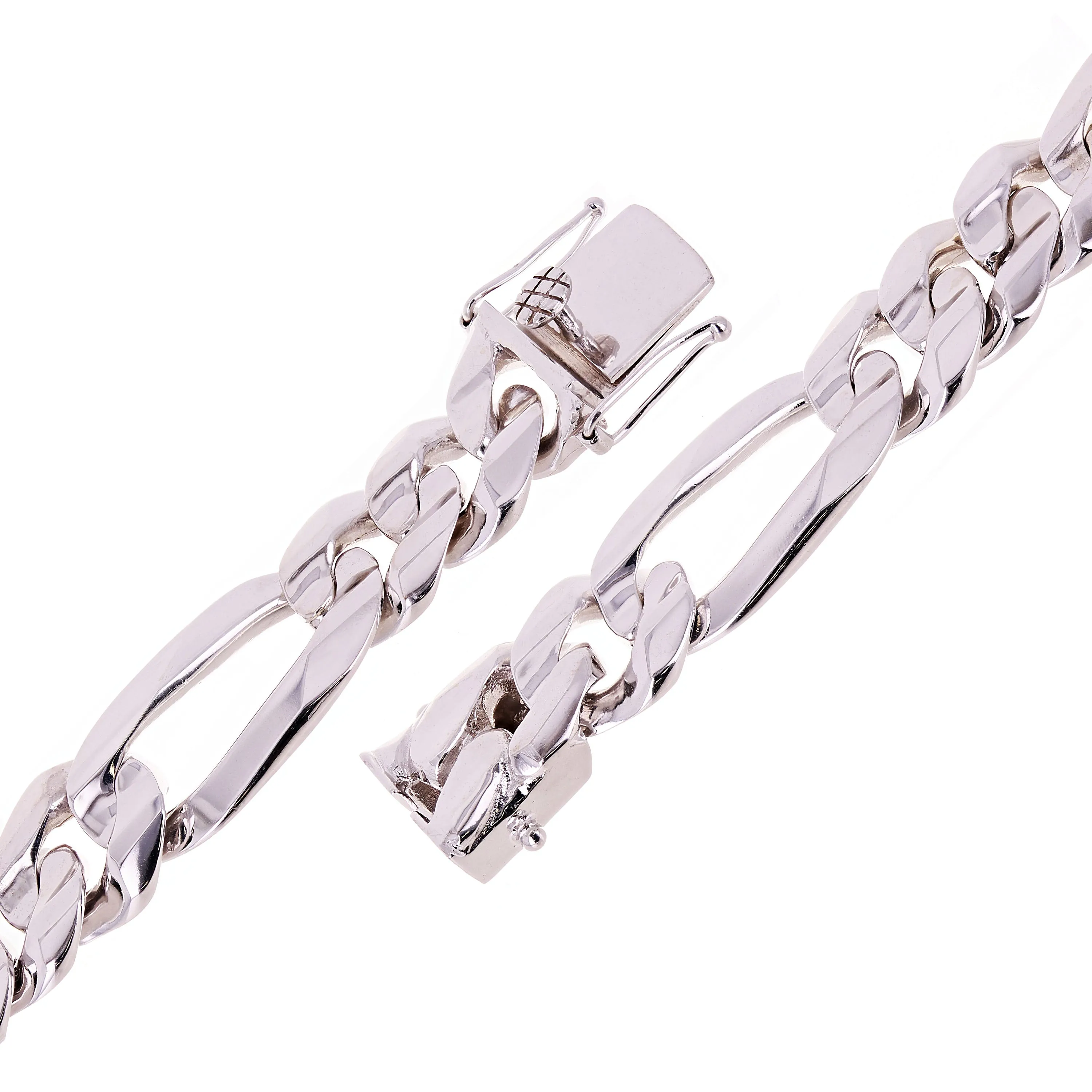 Men's 14k Yellow or White Gold Solid Heavy Link Figaro Chain Bracelet 17.5mm Various Lengths