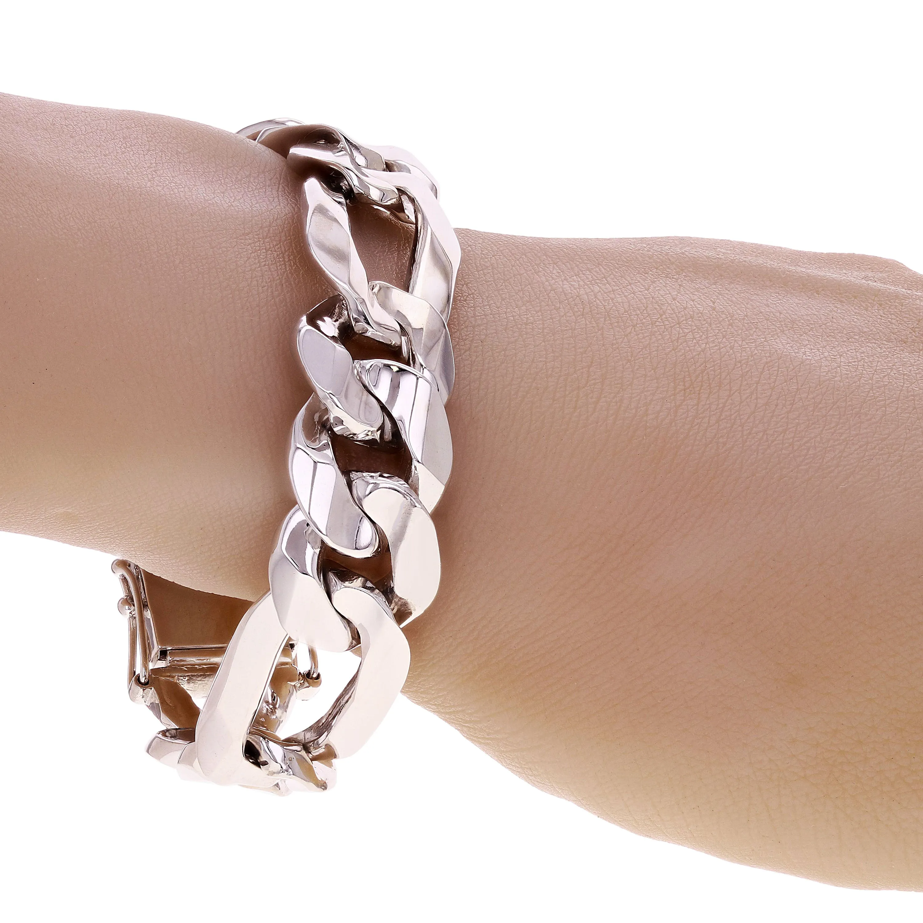 Men's 14k Yellow or White Gold Solid Heavy Link Figaro Chain Bracelet 17.5mm Various Lengths