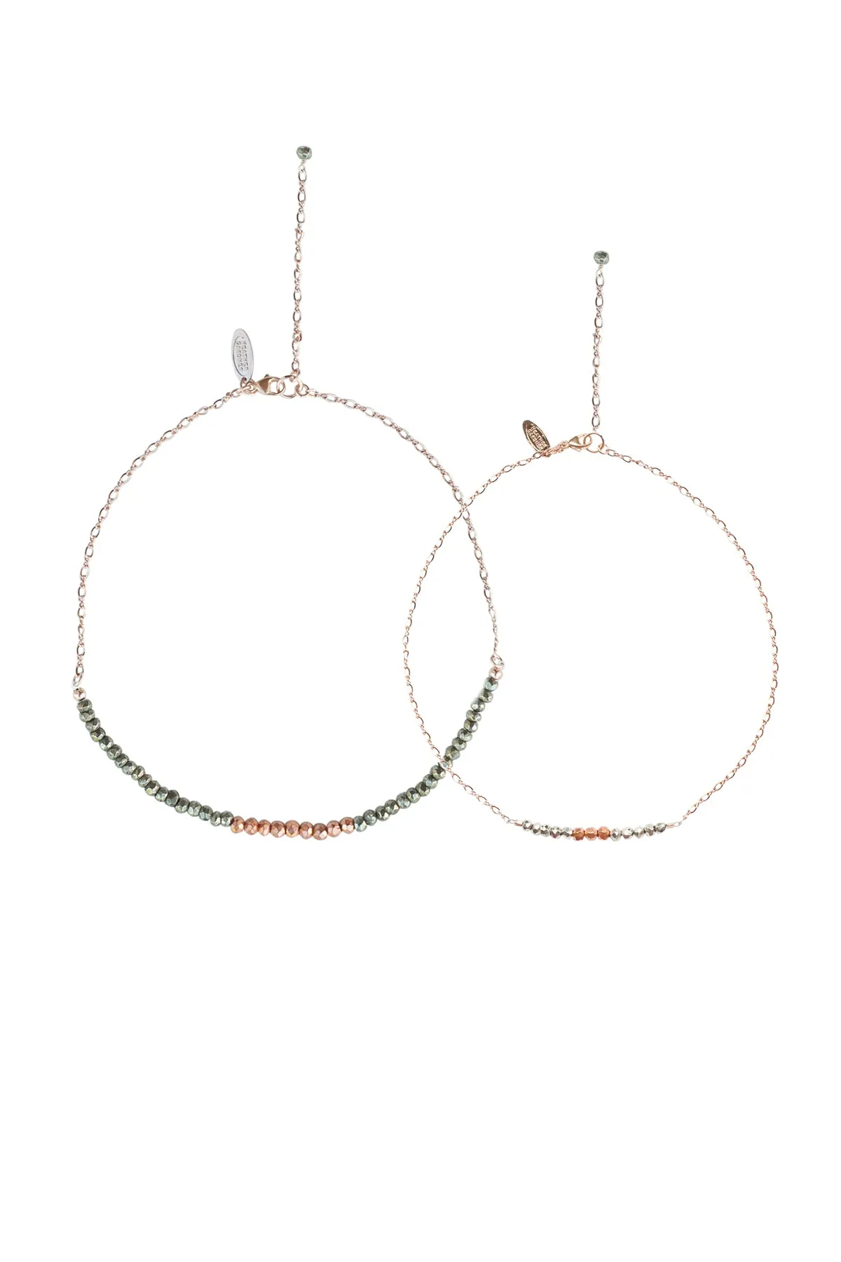 Mermaid Gemstone Necklace Mommy & Me Set in Rose Gold w/Onyx