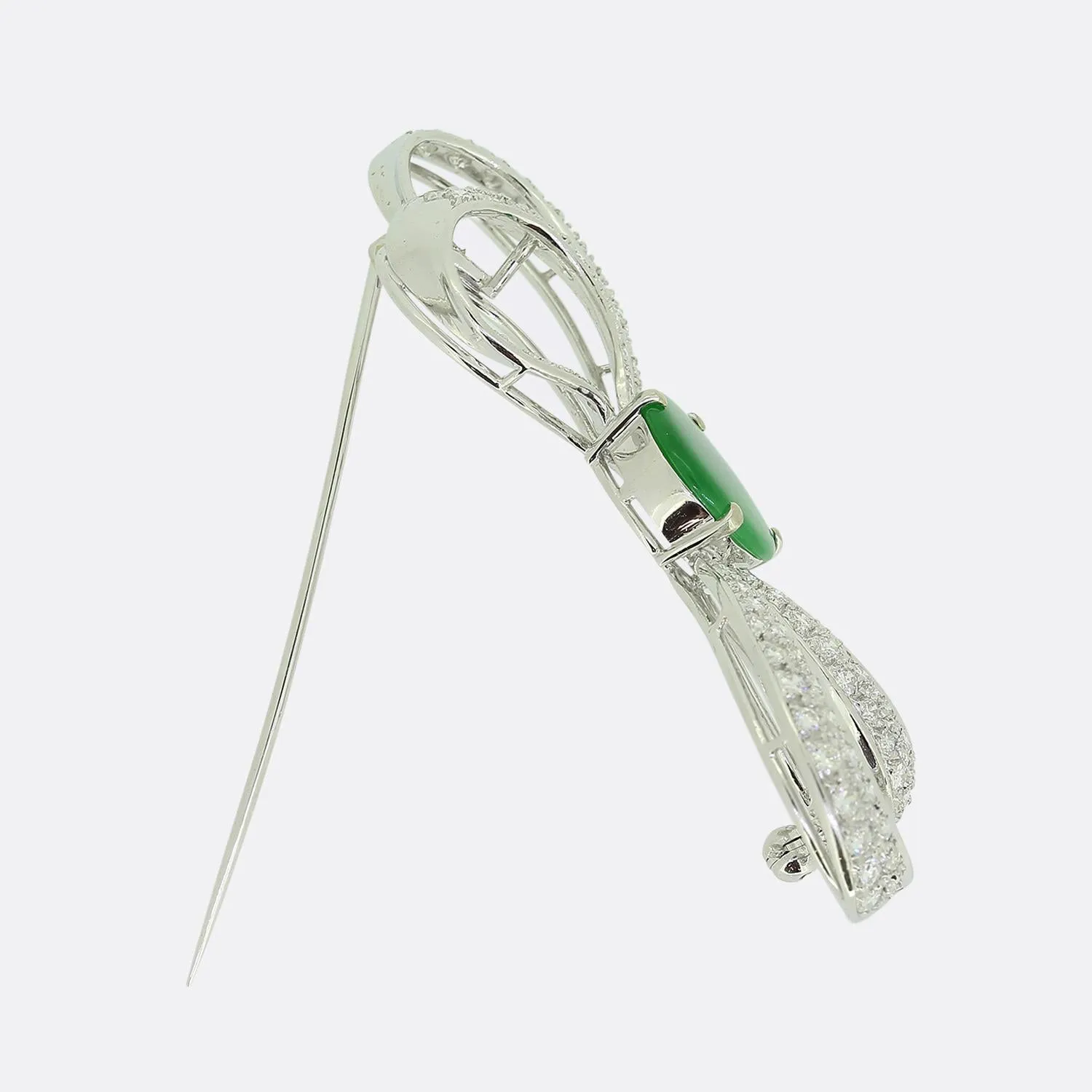 Mid-Century Jade and Diamond Brooch