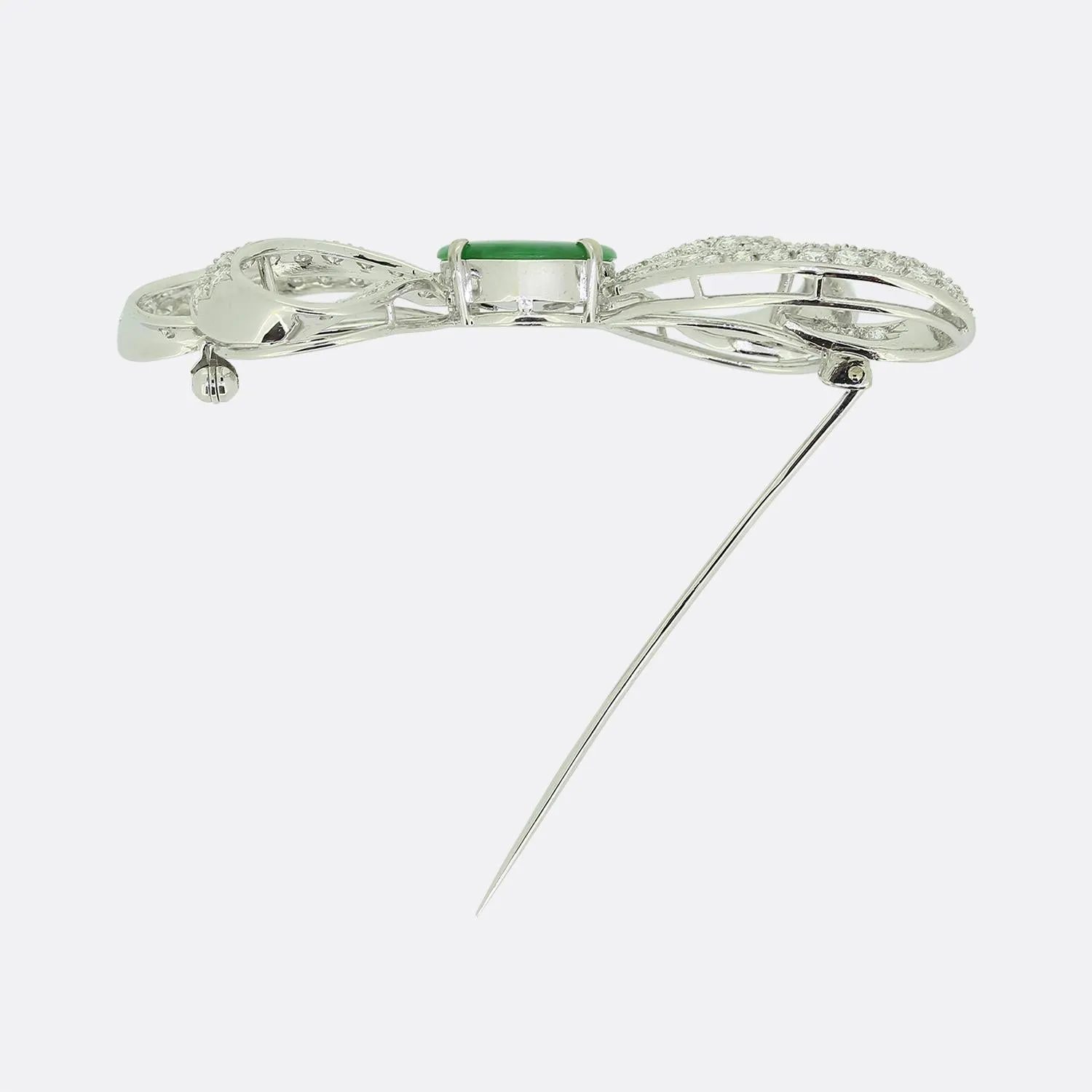Mid-Century Jade and Diamond Brooch