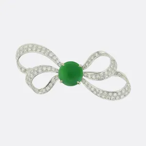Mid-Century Jade and Diamond Brooch