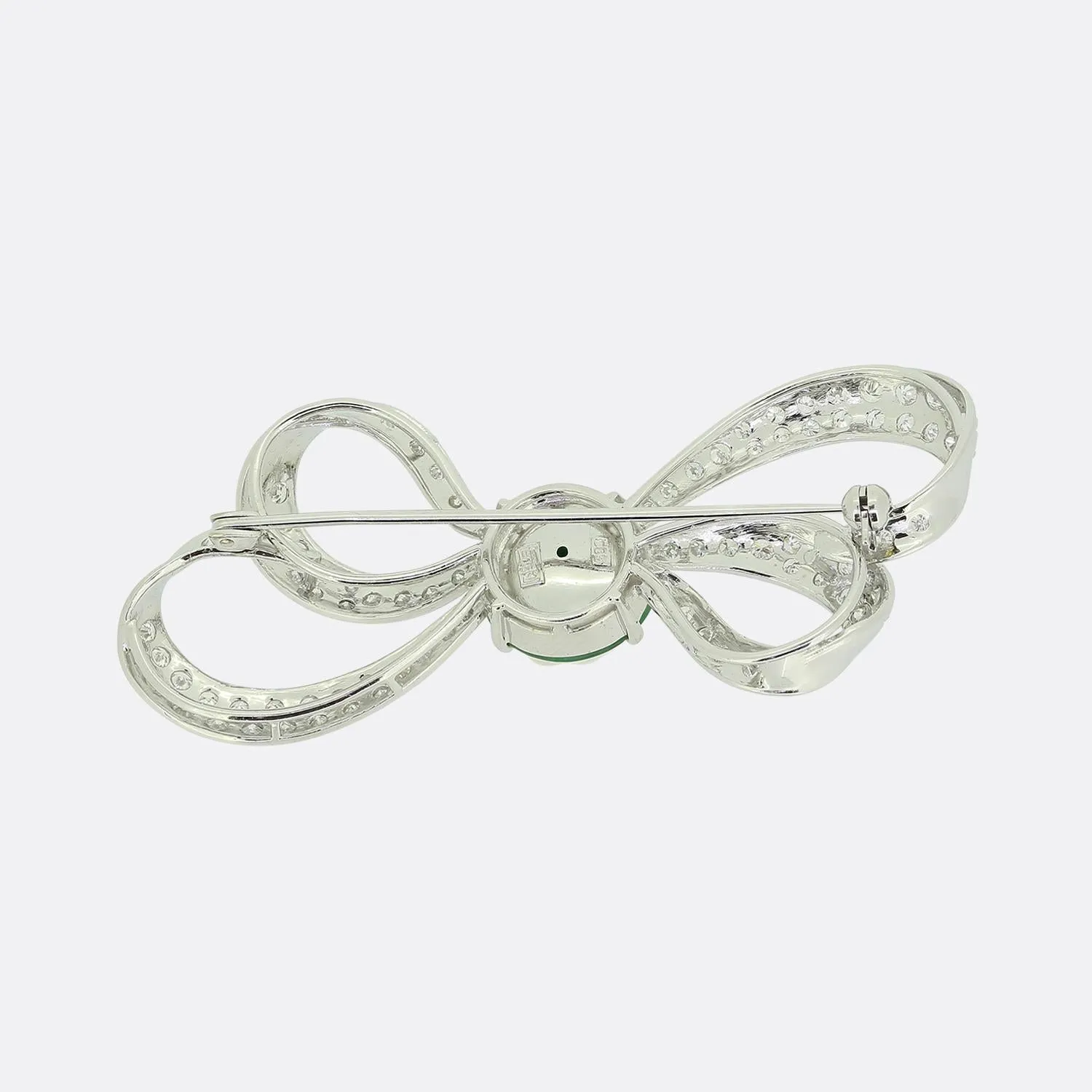 Mid-Century Jade and Diamond Brooch