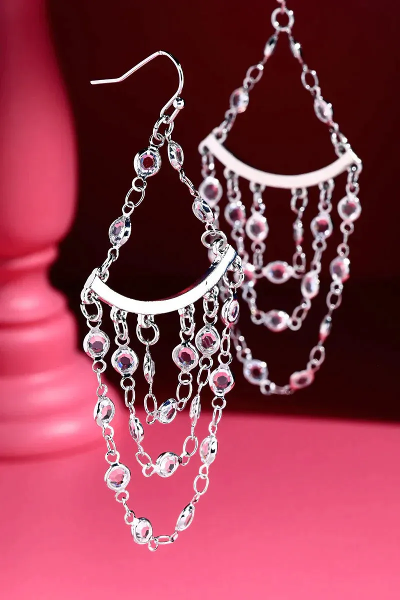 MILEY CRYSTAL DROP CHAIN EARRINGS