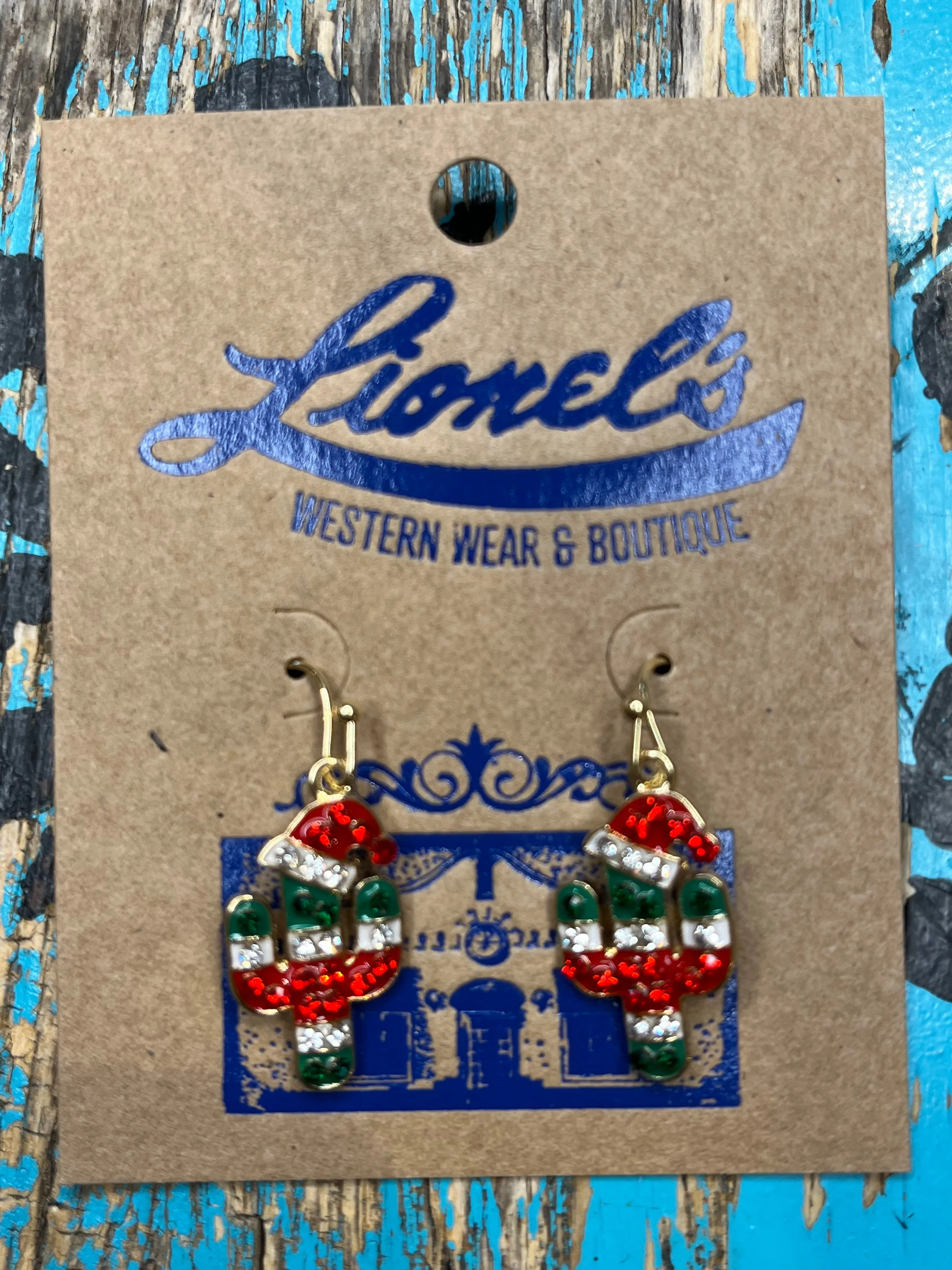 Mini Christmas Cactus Crystal Earrings