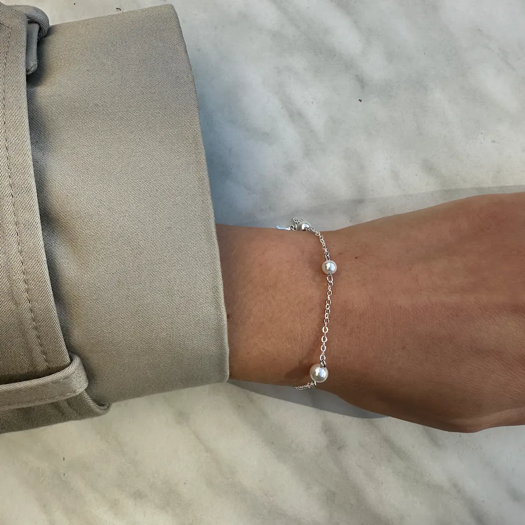 MINI PEARL CHAIN BRACELET Silver