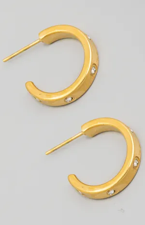 Mini Rhinestone Studded Hoop Earrings