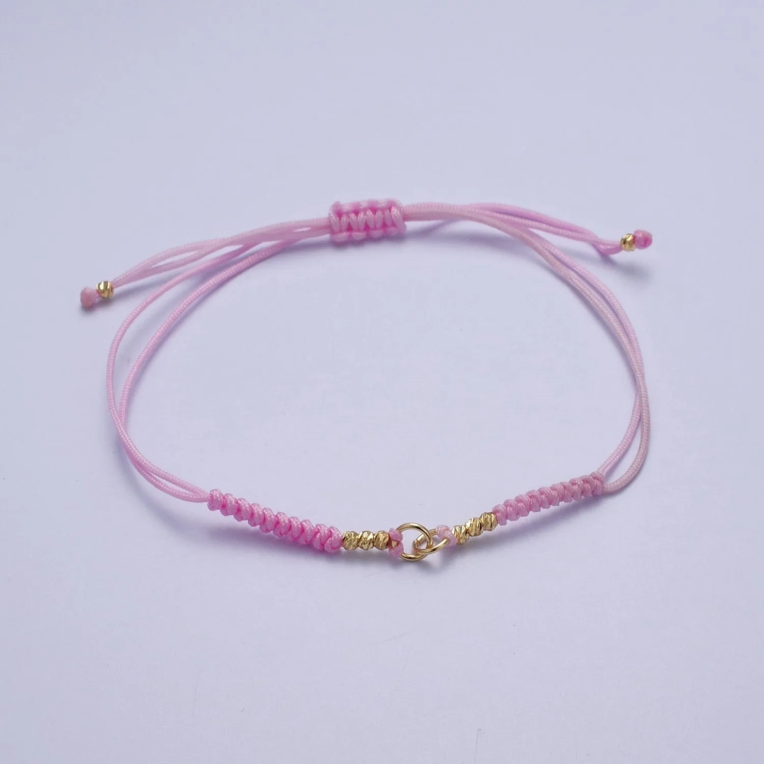 Minimalist Fabric Knot Pink/White Bracelet Making Supply Jewelry Component   K-021 L-936