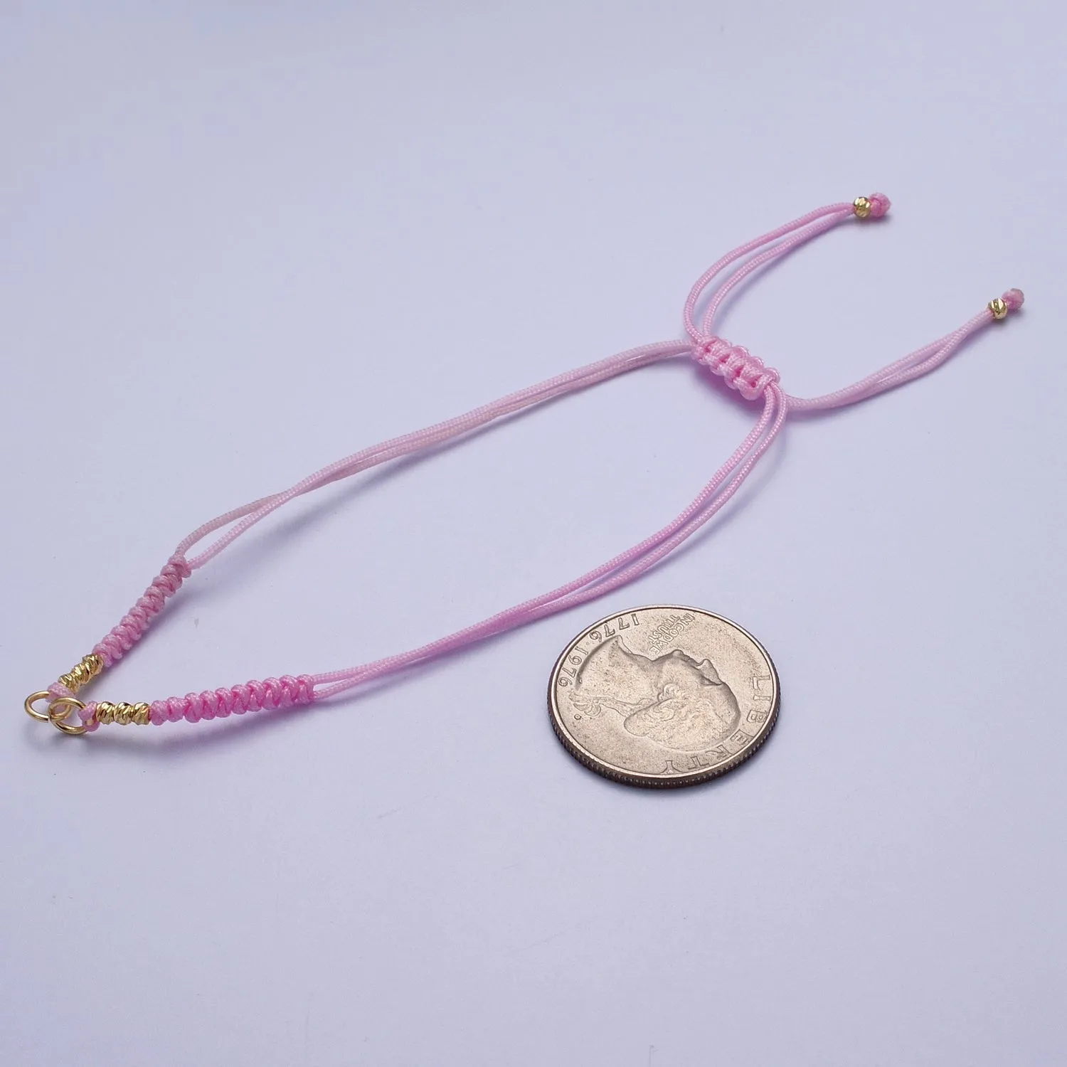 Minimalist Fabric Knot Pink/White Bracelet Making Supply Jewelry Component   K-021 L-936