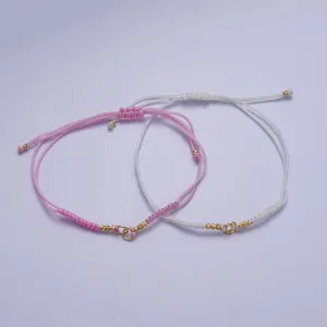 Minimalist Fabric Knot Pink/White Bracelet Making Supply Jewelry Component   K-021 L-936