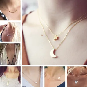 Minimalist Pendant Necklaces Women Fashion Heart Cross Arrow Moon Star Lucky Elephant Necklace Collares Summer Every Day Jewelry