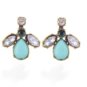 MINT COLOR STONE AND CRYSTAL EARRING  #FW1404358 (BD4)