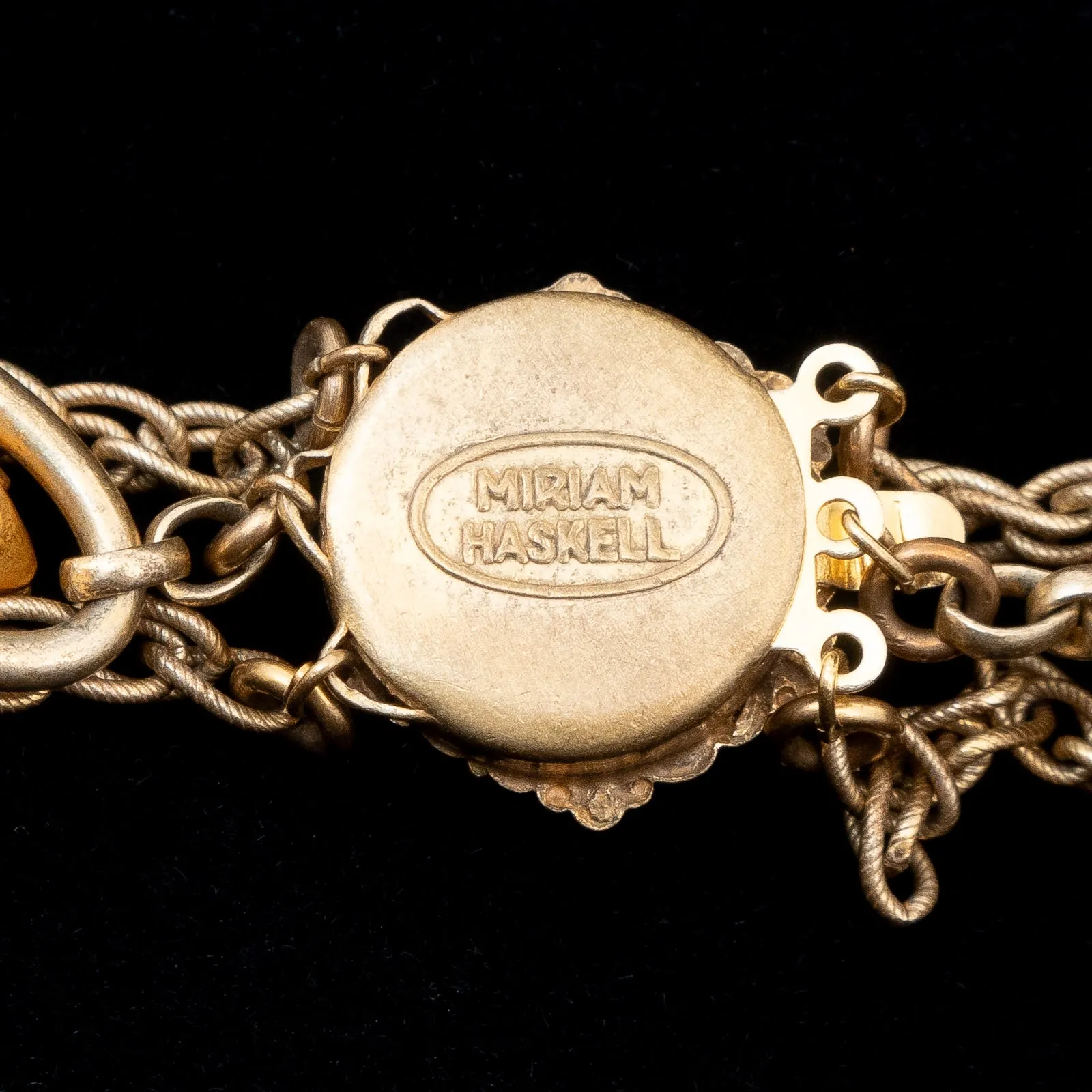 Miriam Haskell Yellow Rhinestone Flower Necklace