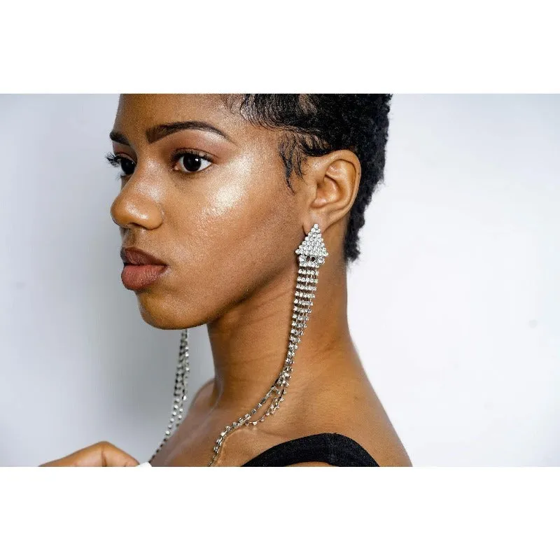 Misa rhinestone long dangling earrings