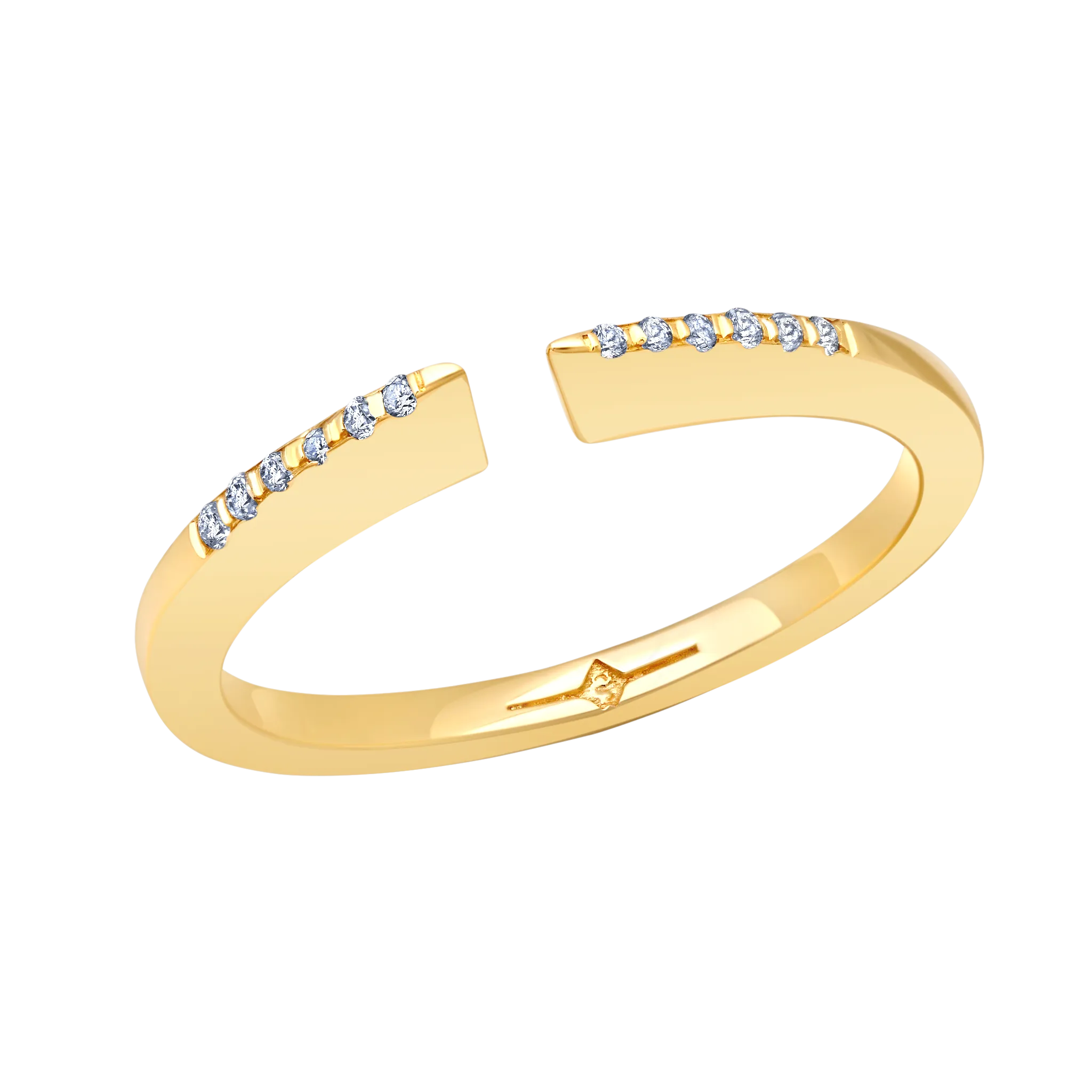 Mitre Ring with Top Pavé White Diamonds
