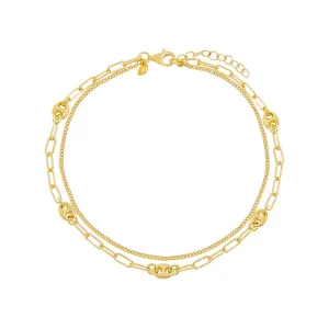 Mixed Chain Double Stack Anklet