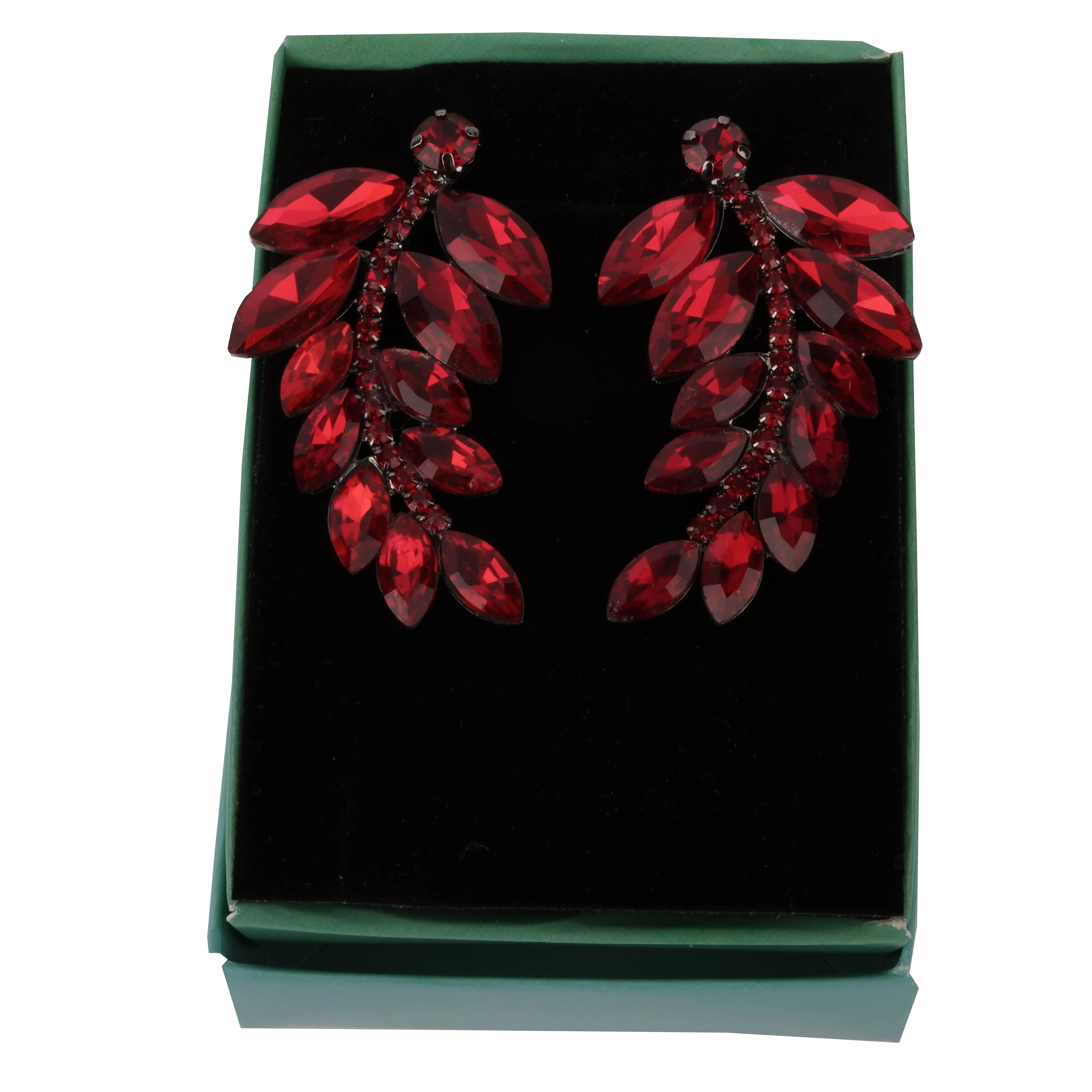 Modern Design Earrings with Crystal Stone Leaf Pattern
