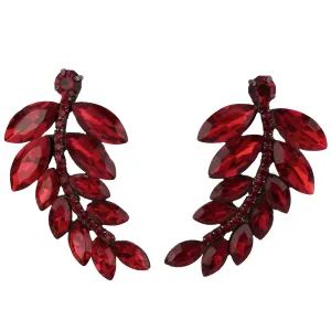 Modern Design Earrings with Crystal Stone Leaf Pattern