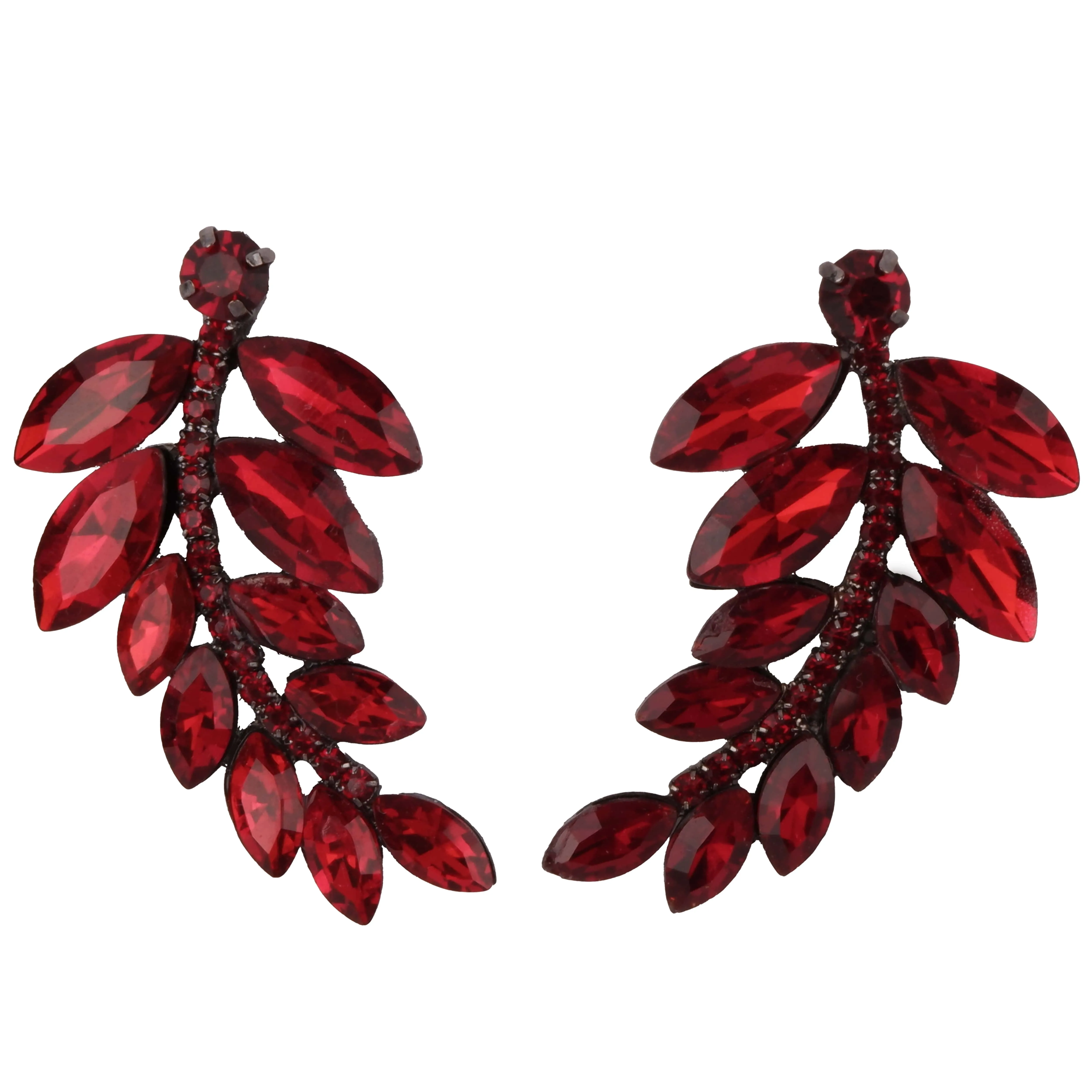 Modern Design Earrings with Crystal Stone Leaf Pattern