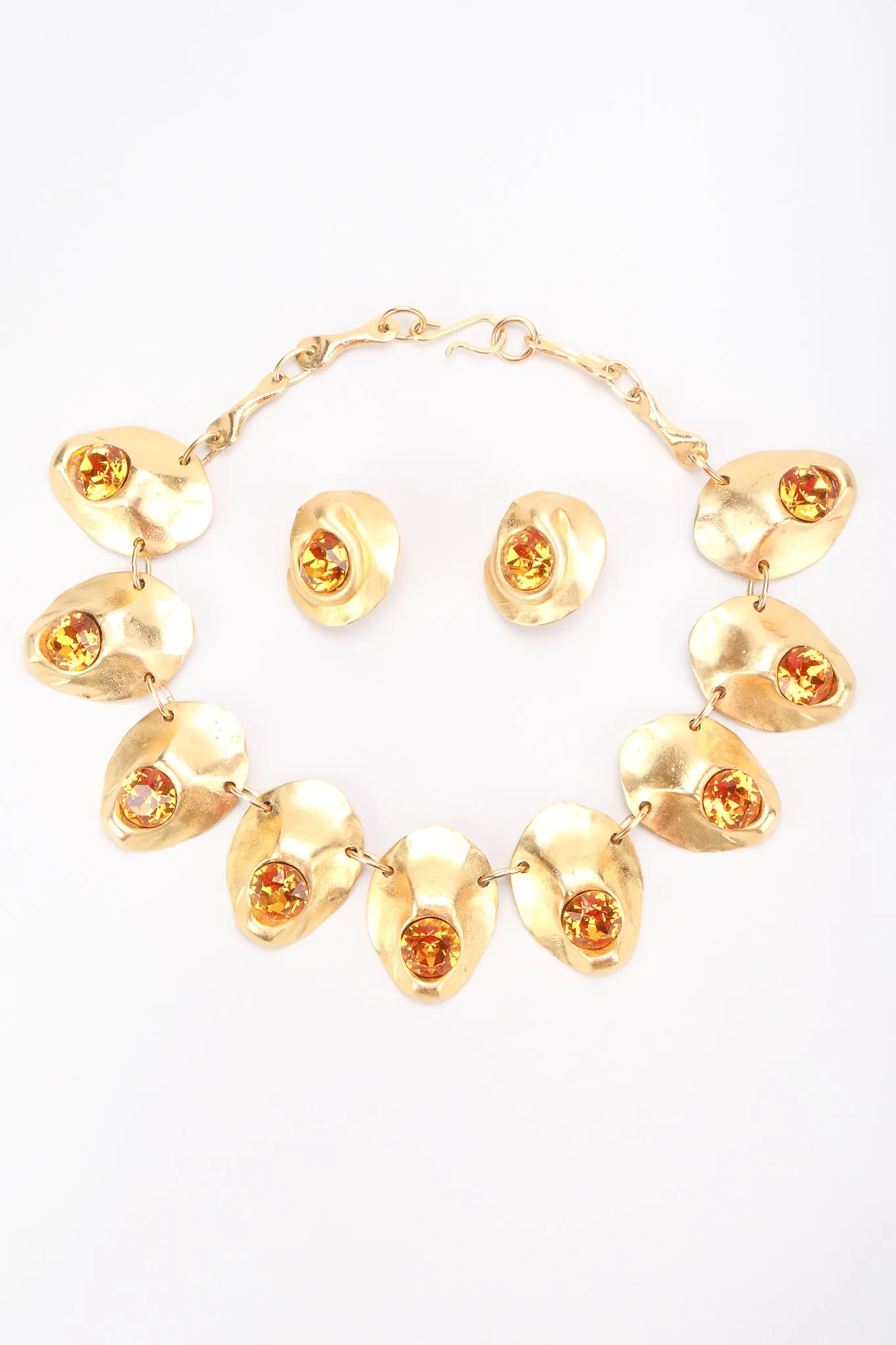 Modernist Oyster Collar Necklace & Earring Set