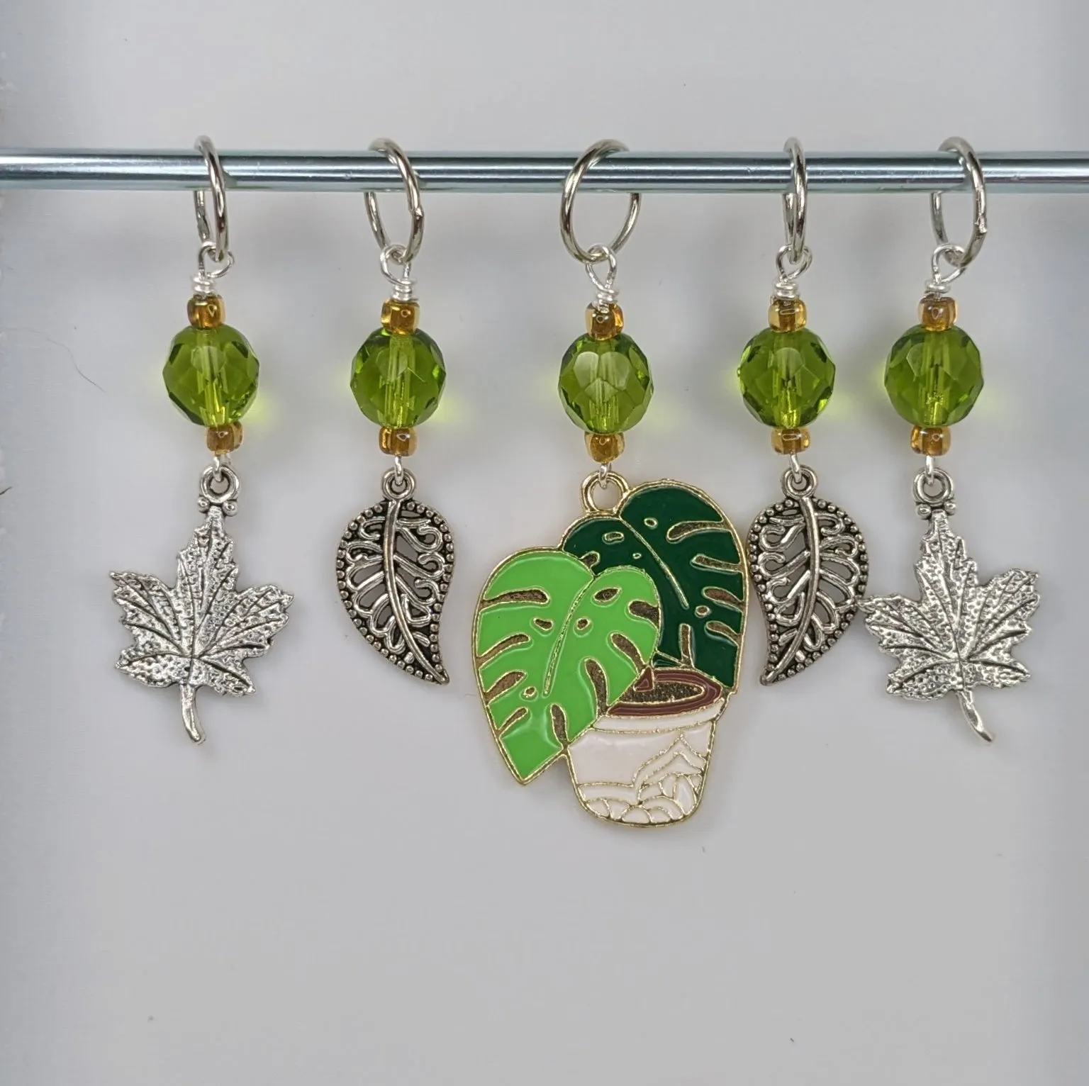 Monstera Enamel Mix Stitch Markers