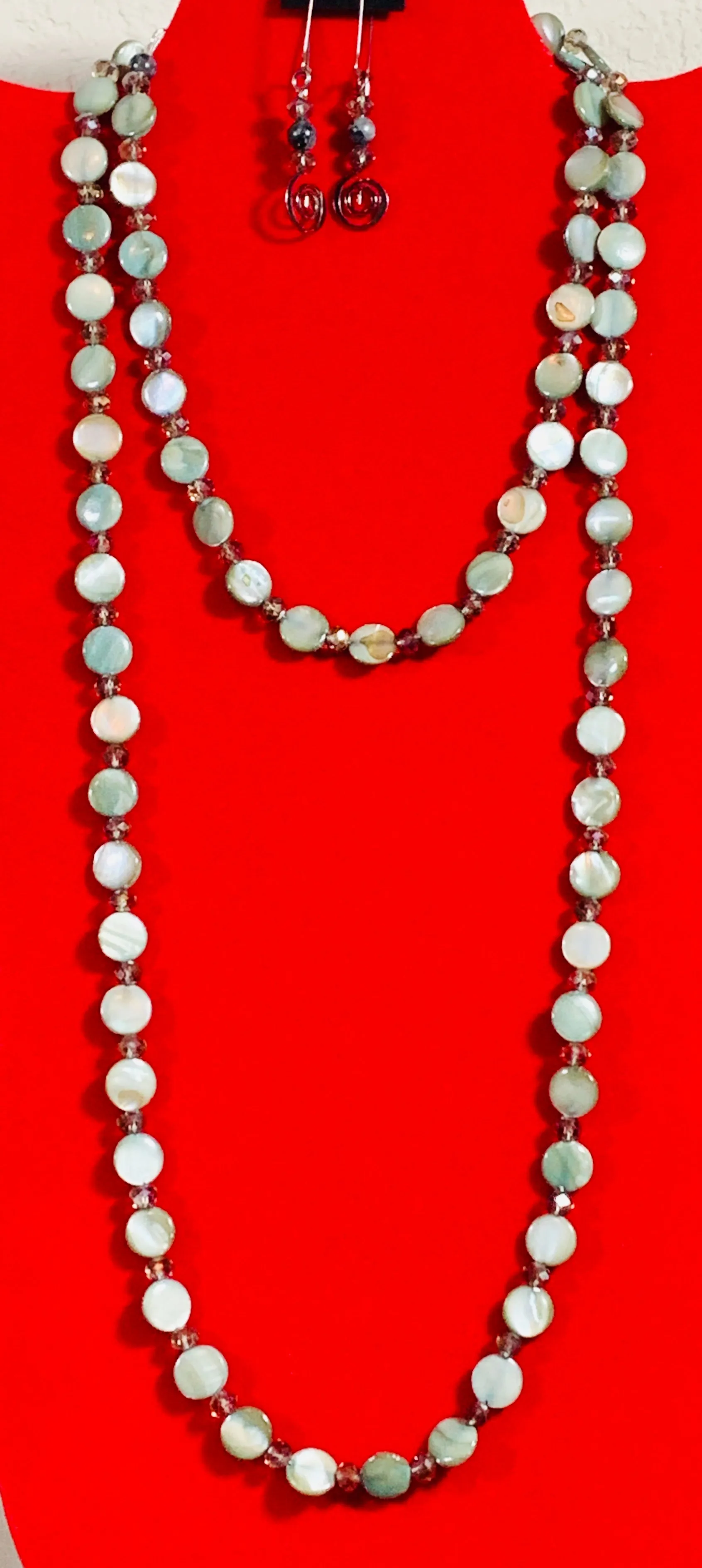 Mother-of-Pearl Necklace and Earrings   #20011
