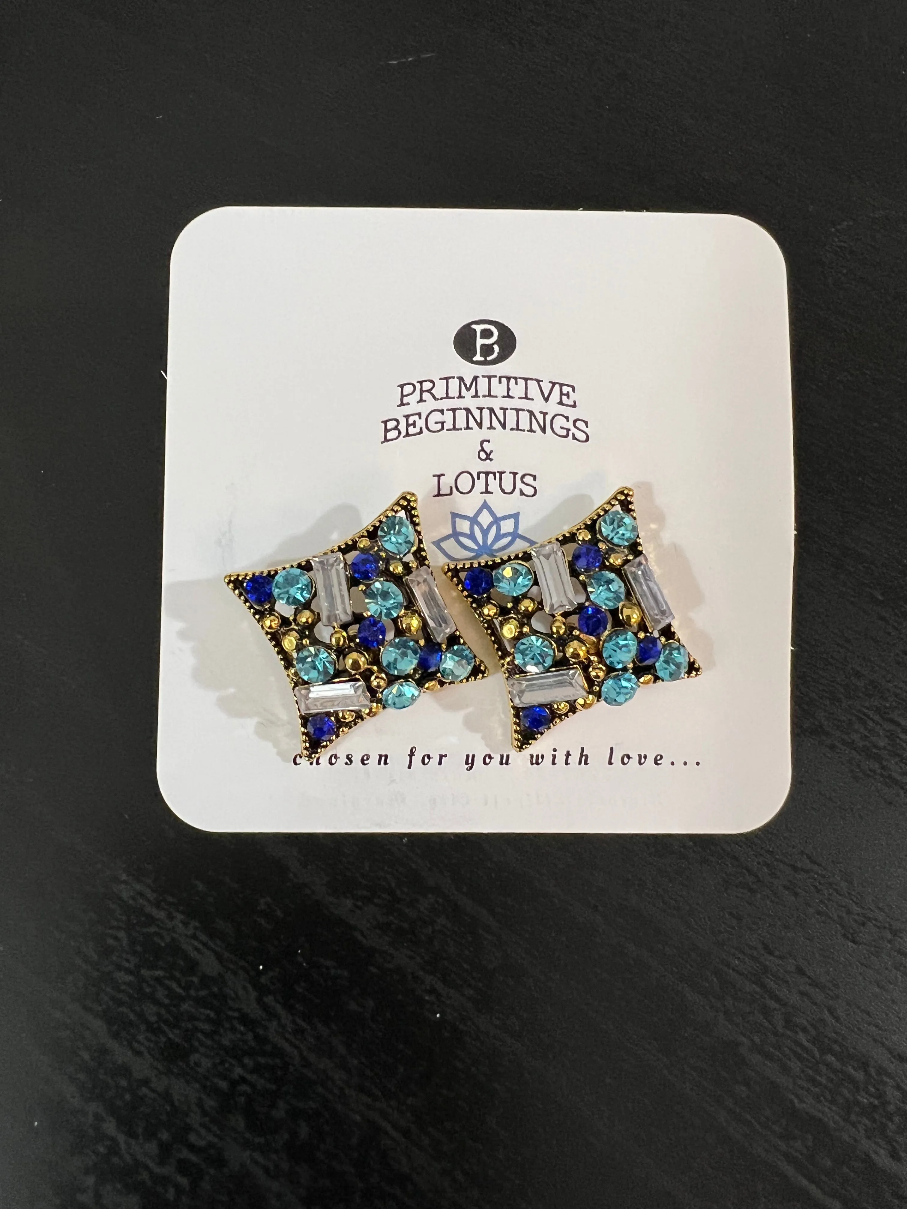 Multi Color Rhinestone Stud Earrings