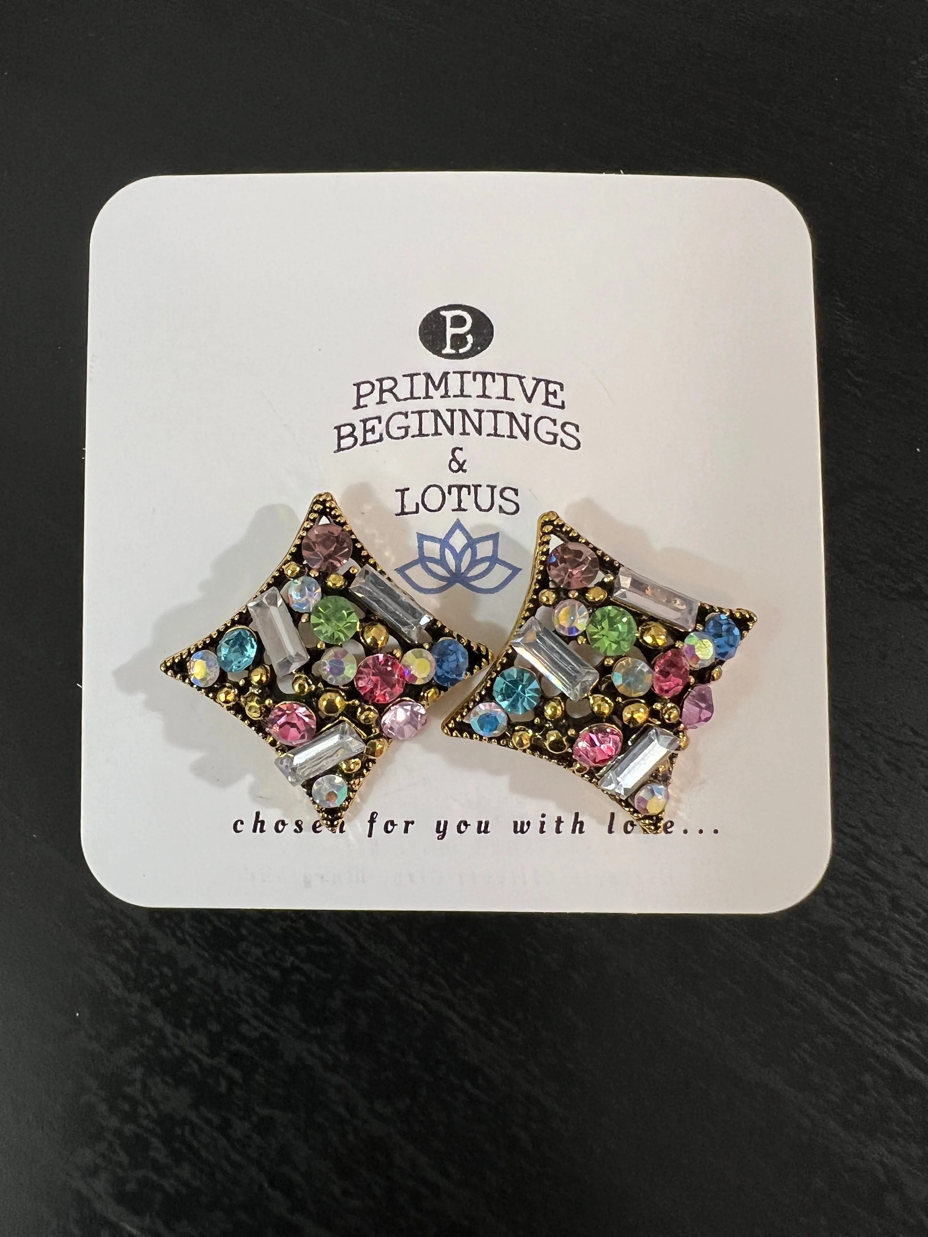 Multi Color Rhinestone Stud Earrings