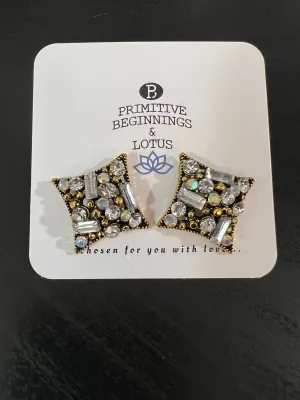 Multi Color Rhinestone Stud Earrings