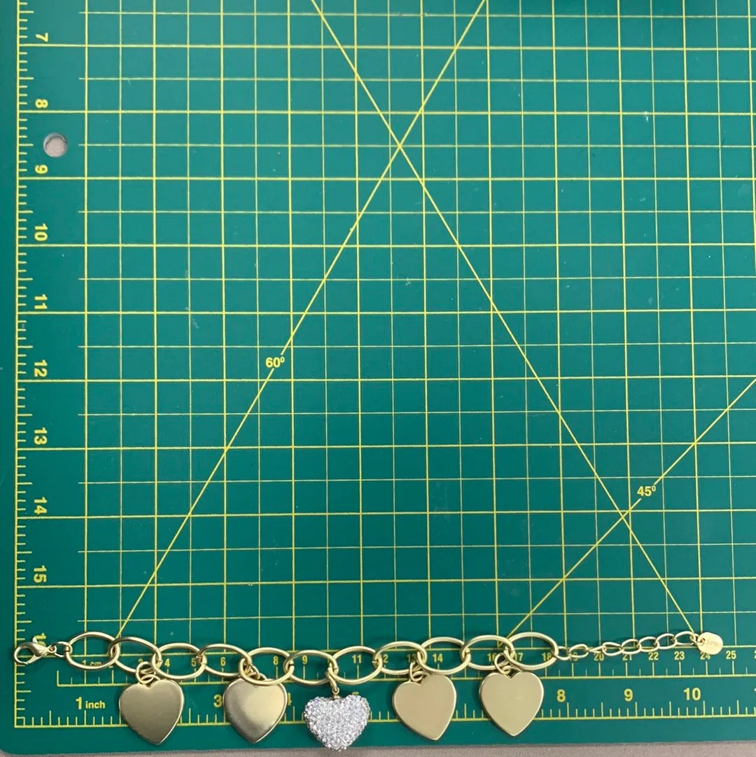 Multi Heart Gold Link Bracelet