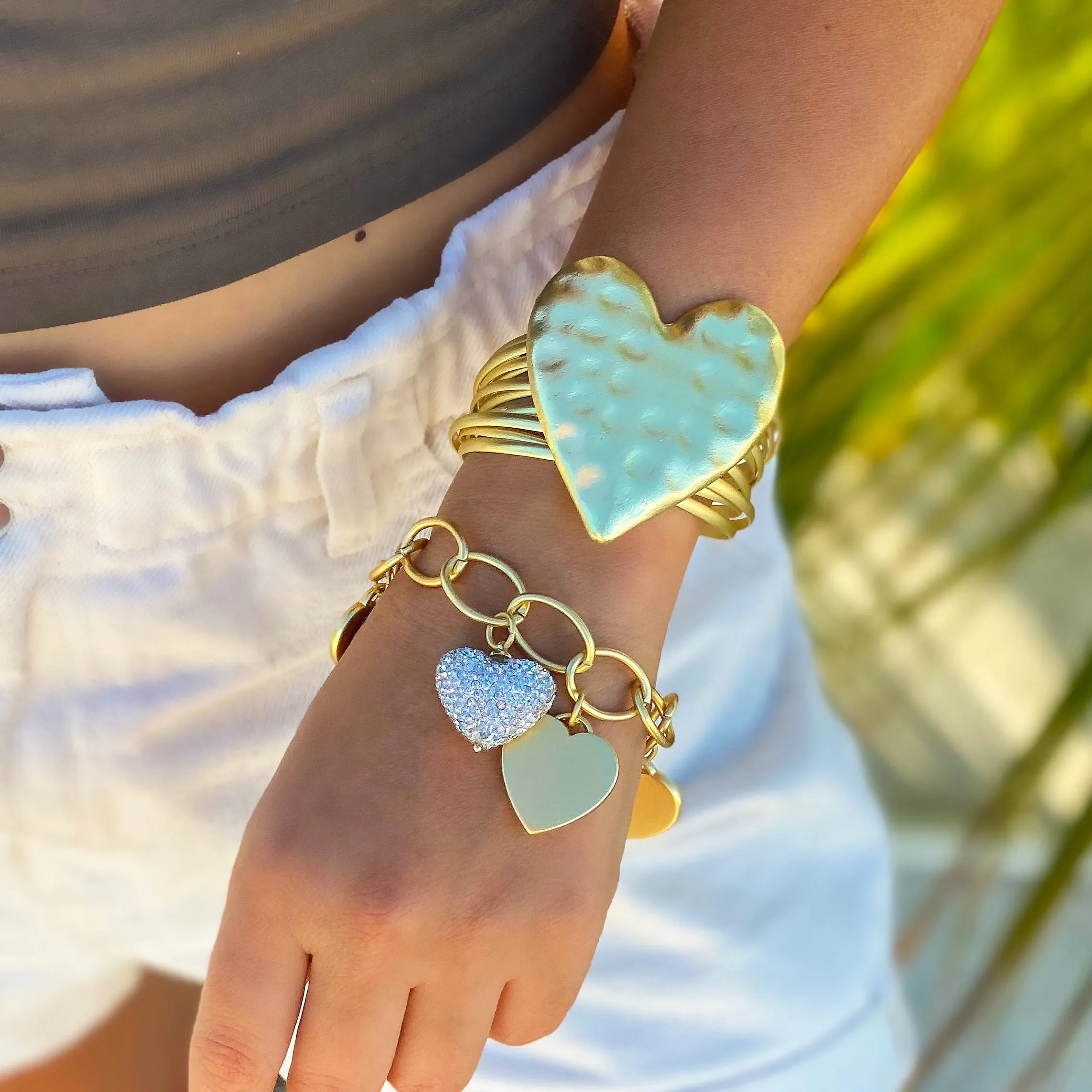 Multi Heart Gold Link Bracelet