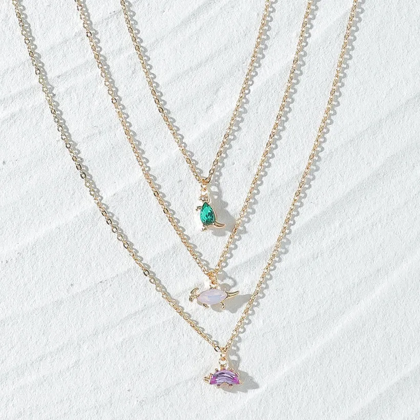 Multi layer Dinosaur Pendant Necklace