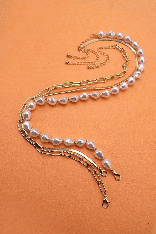 MULTI LAYER PEARL SNAKE CHAIN NECKLACE | 52N208102