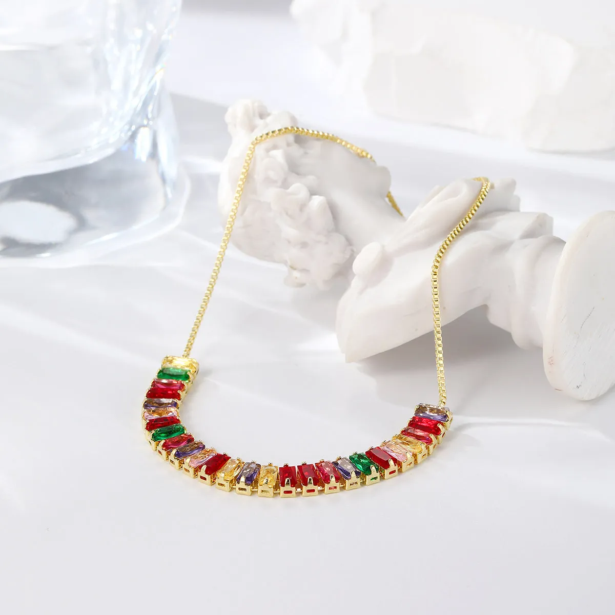 Multicolor Crystal & 18K Gold-Plated Rectangle Adjustable Bracelet