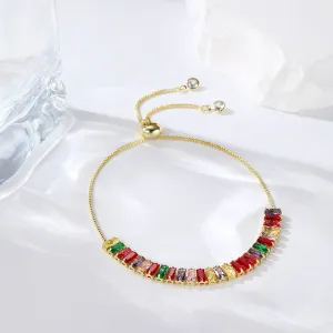 Multicolor Crystal & 18K Gold-Plated Rectangle Adjustable Bracelet