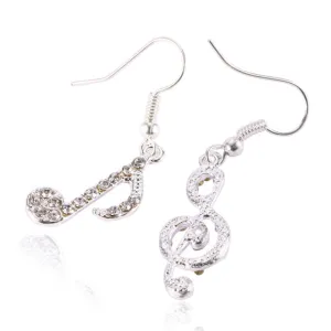 Music Note Drop Earrings Crystal Jewelry Women Accessories