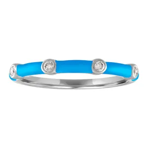 My Story "The Ava" Powder Blue Enamel and Diamond Ring