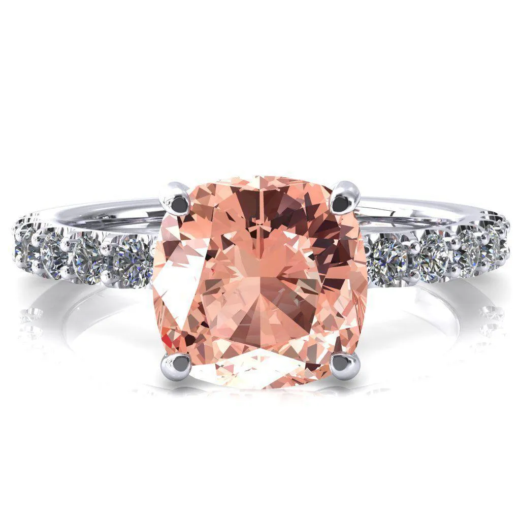 Mylene Cushion Champagne Sapphire 4 Prong Sculptural Half Eternity Diamond Engagement Ring