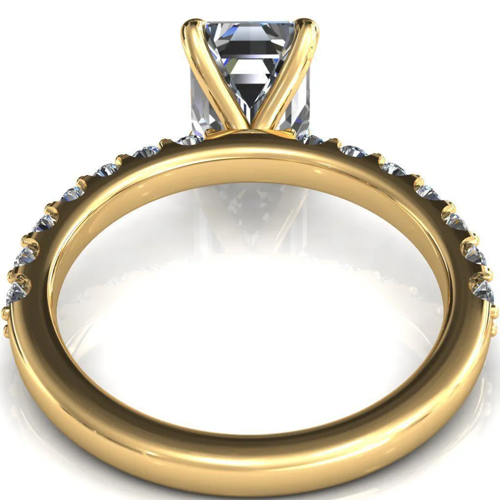 Mylene Emerald Center Stone 4 Prong Sculptural Half Eternity Diamond Engagement Ring